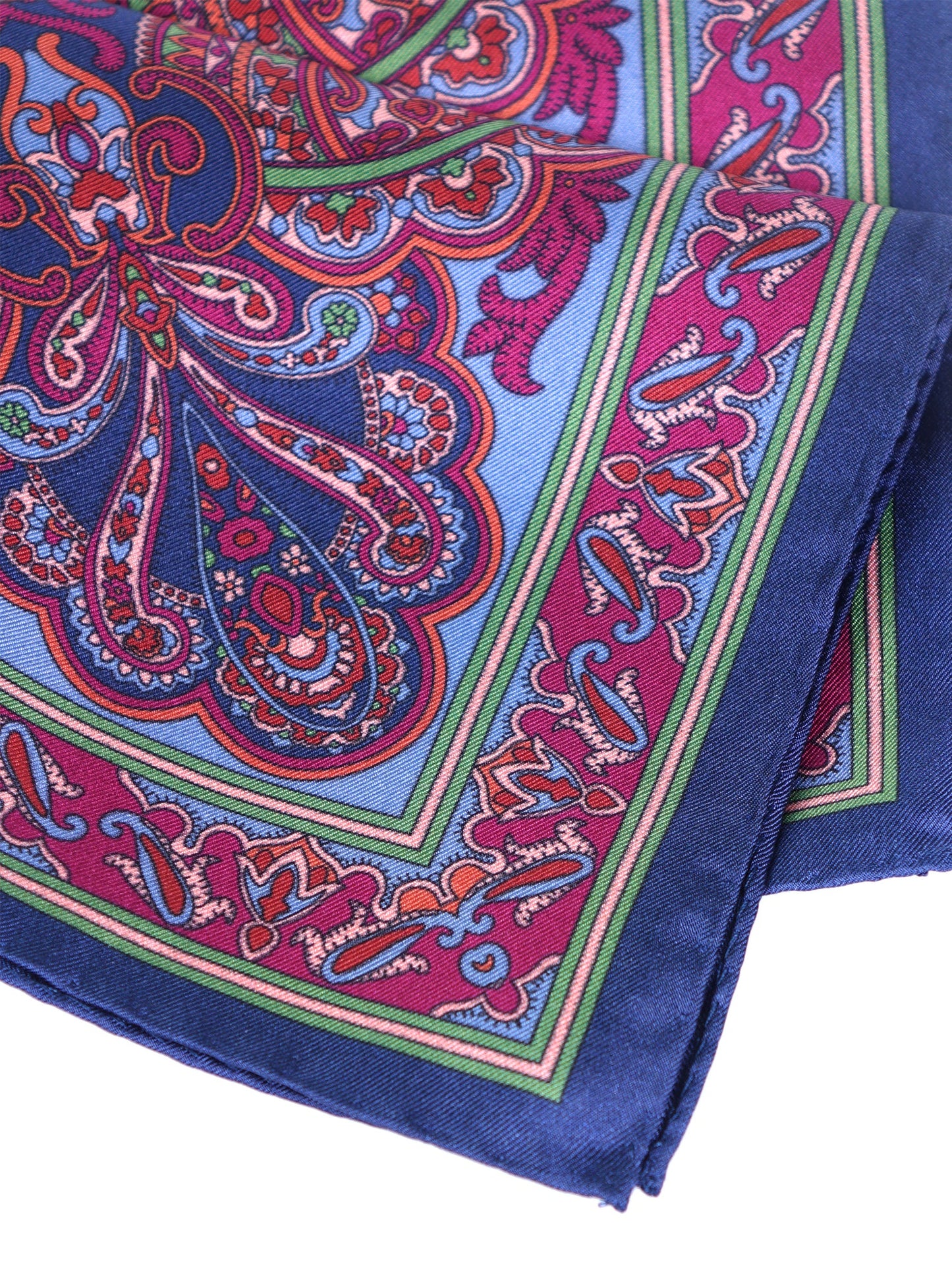 Blue Pocket Square in Pure Printed Silk FABIO