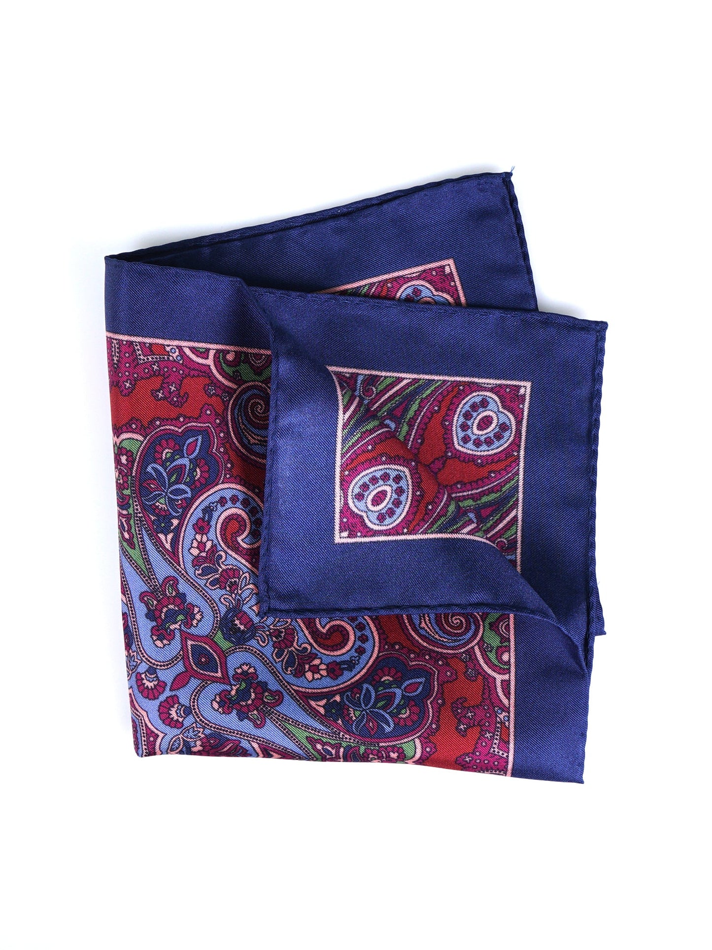 Blue Pocket Square in Pure Printed Silk GERARDO