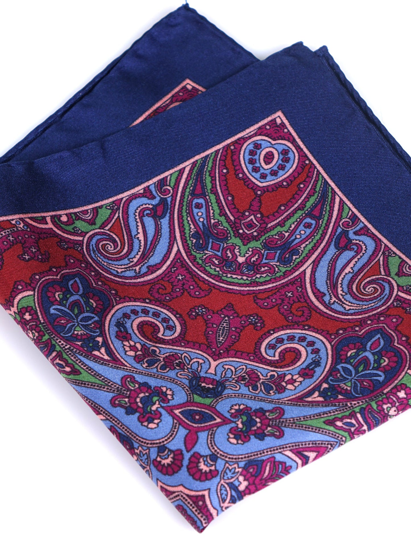 Blue Pocket Square in Pure Printed Silk GERARDO
