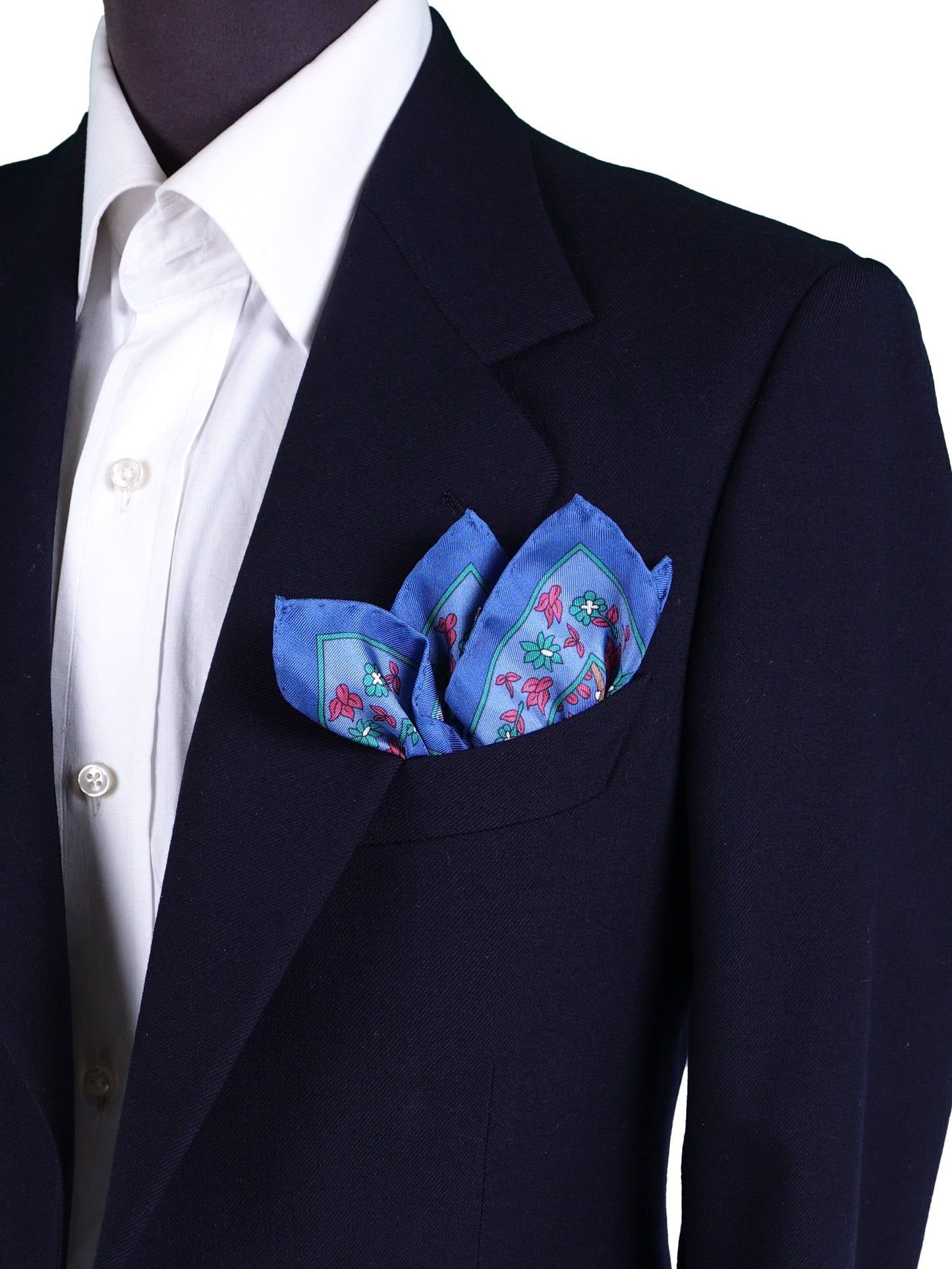 Blue Pocket Square in Pure Printed Silk UNICORN
