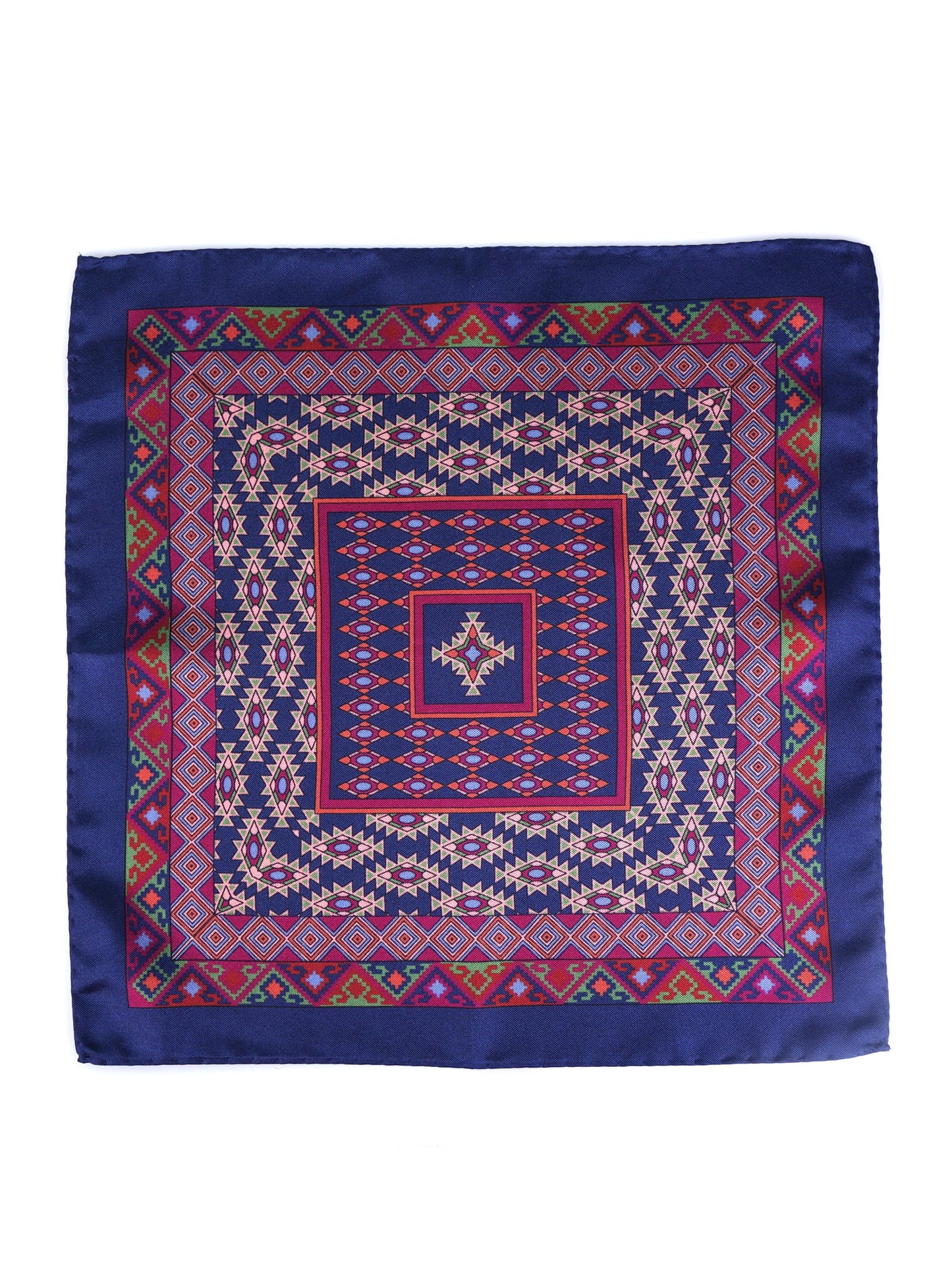 Blue Pocket Square in Pure Printed Silk ETNICO