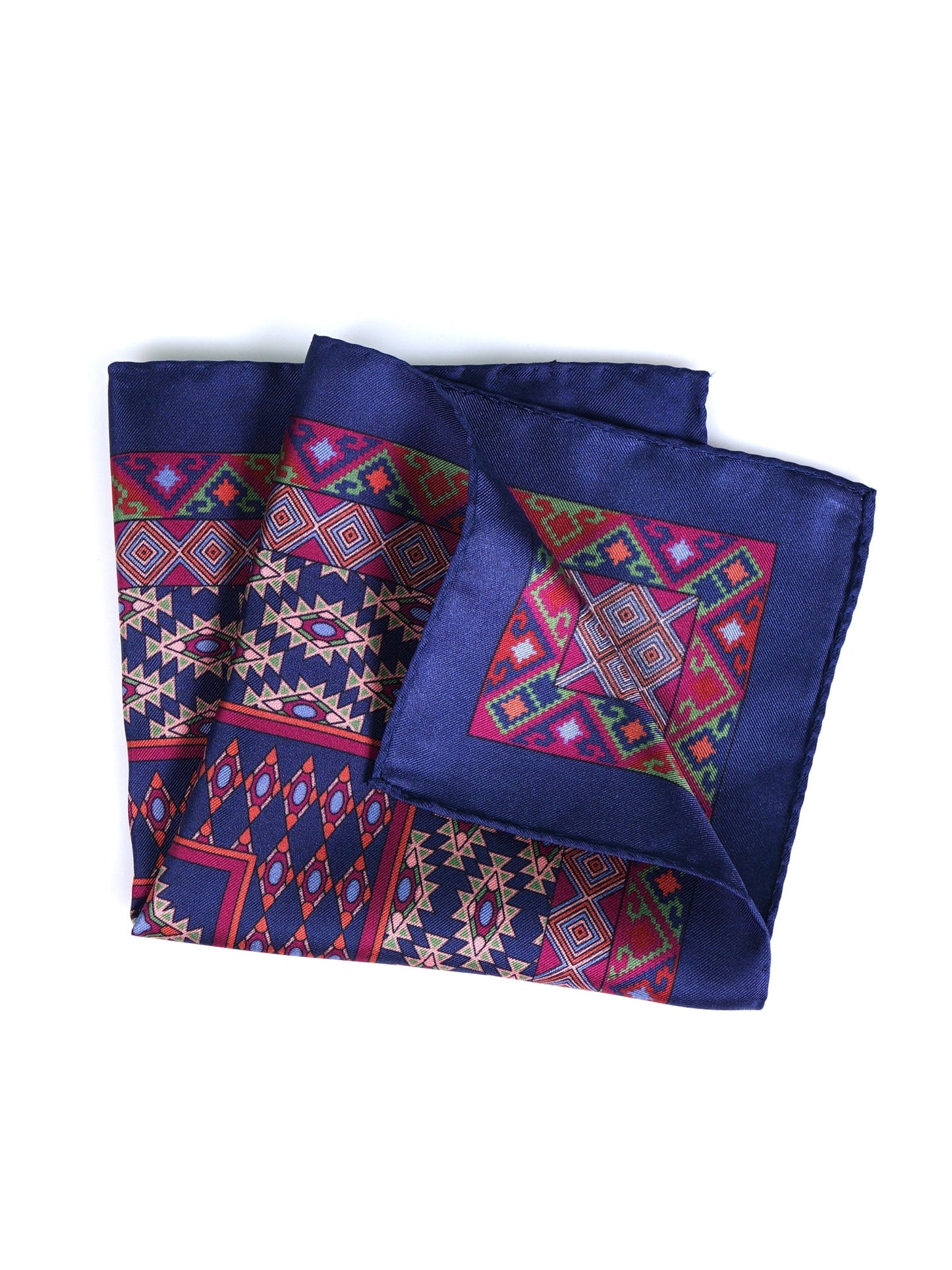 Blue Pocket Square in Pure Printed Silk ETNICO