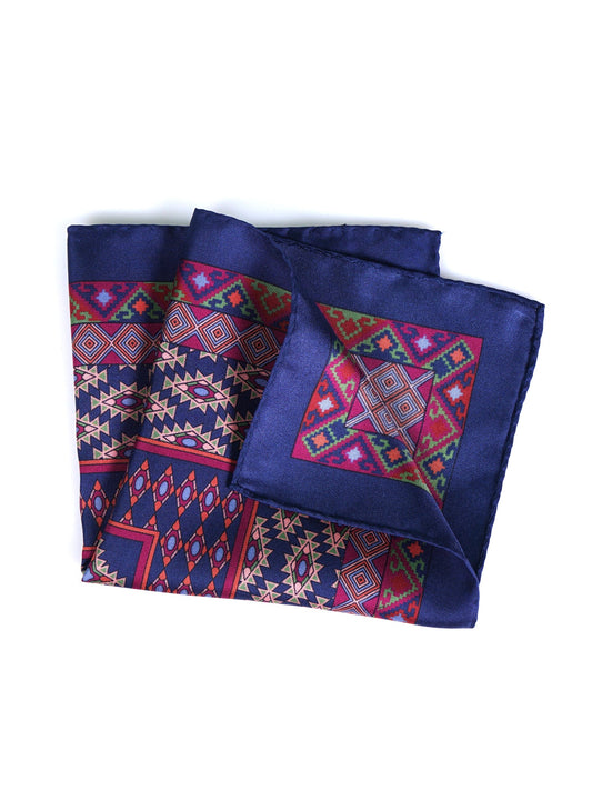 Blue Pocket Square in Pure Printed Silk ETNICO