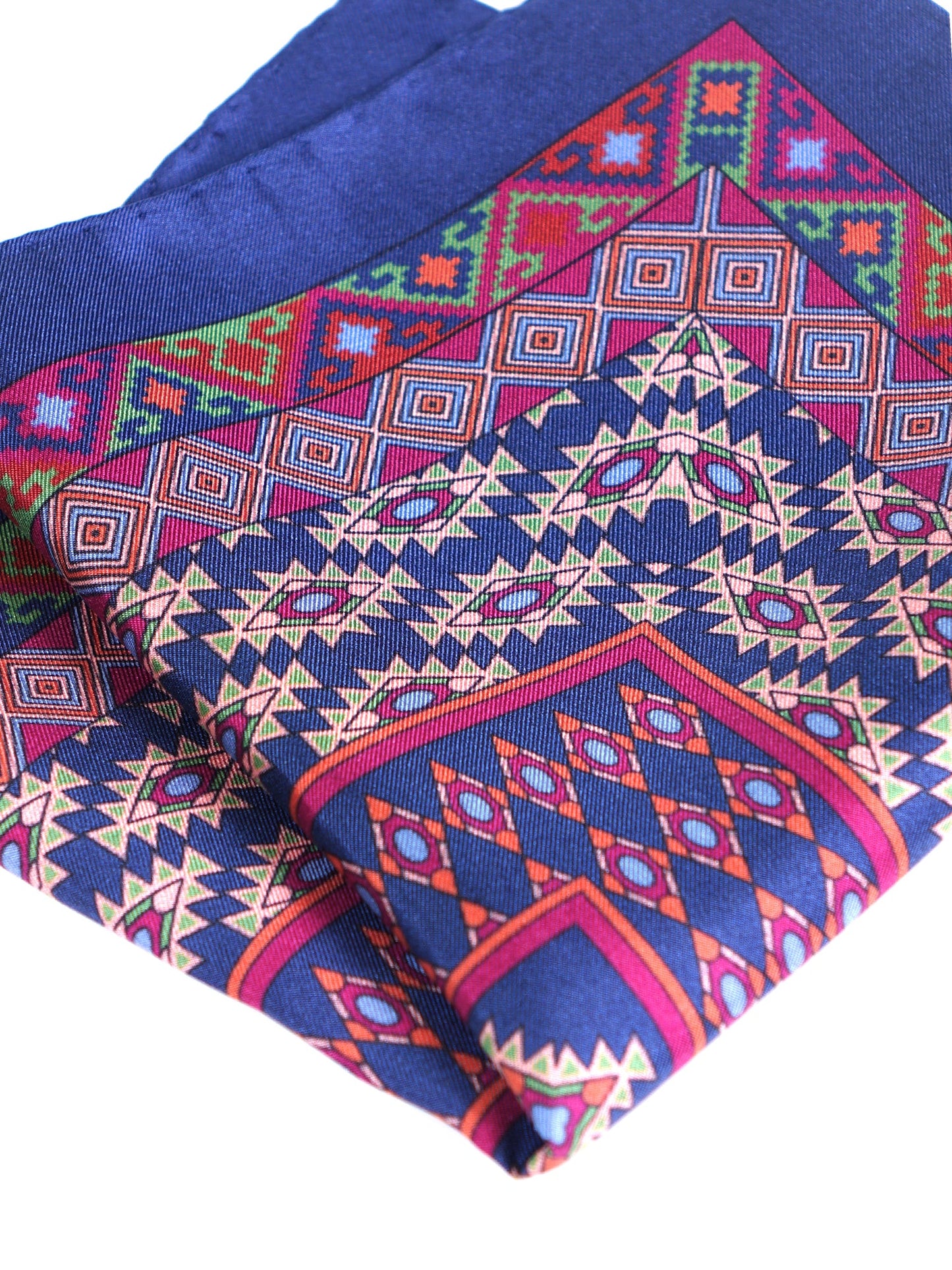 Blue Pocket Square in Pure Printed Silk ETNICO