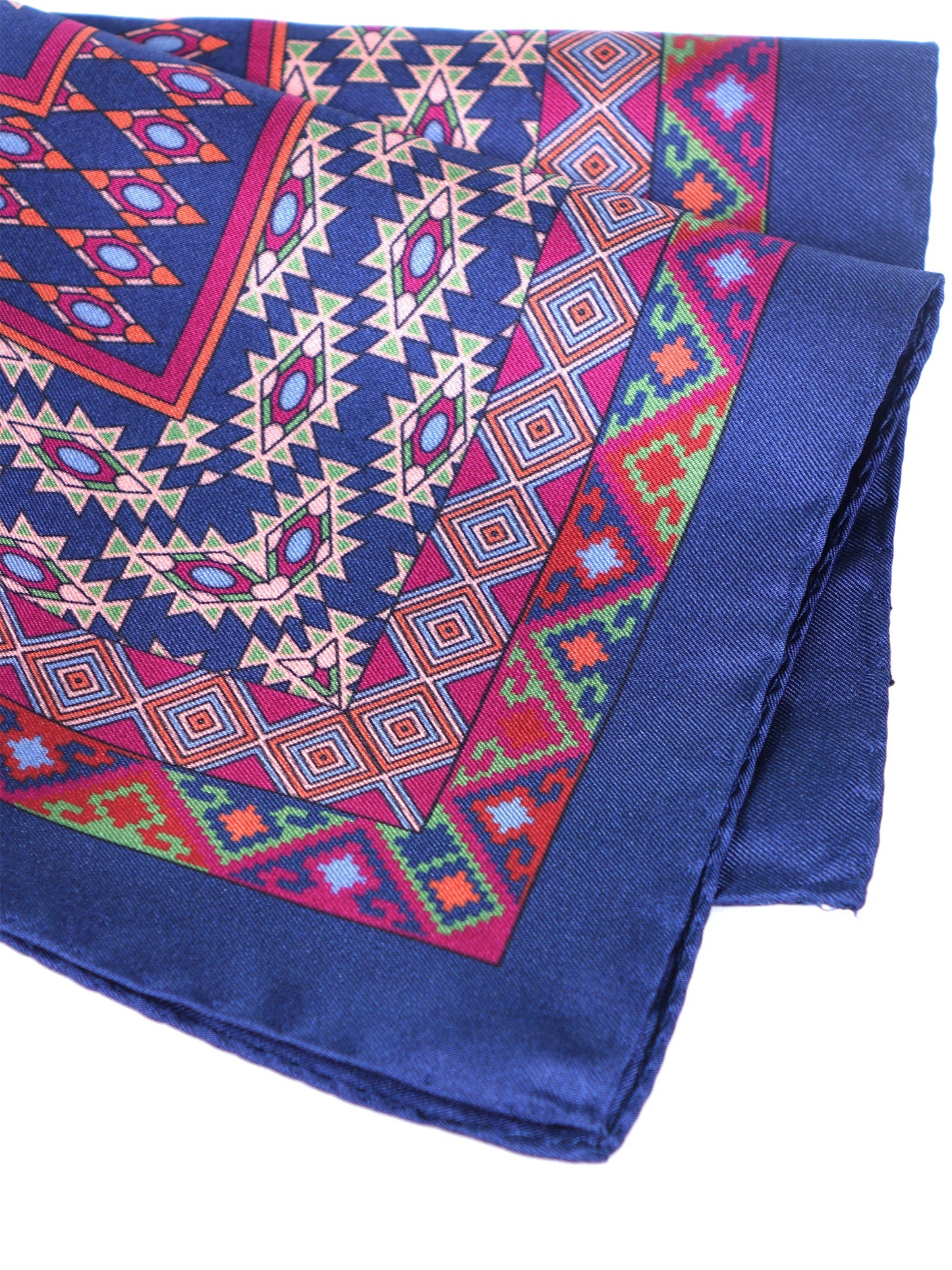 Blue Pocket Square in Pure Printed Silk ETNICO