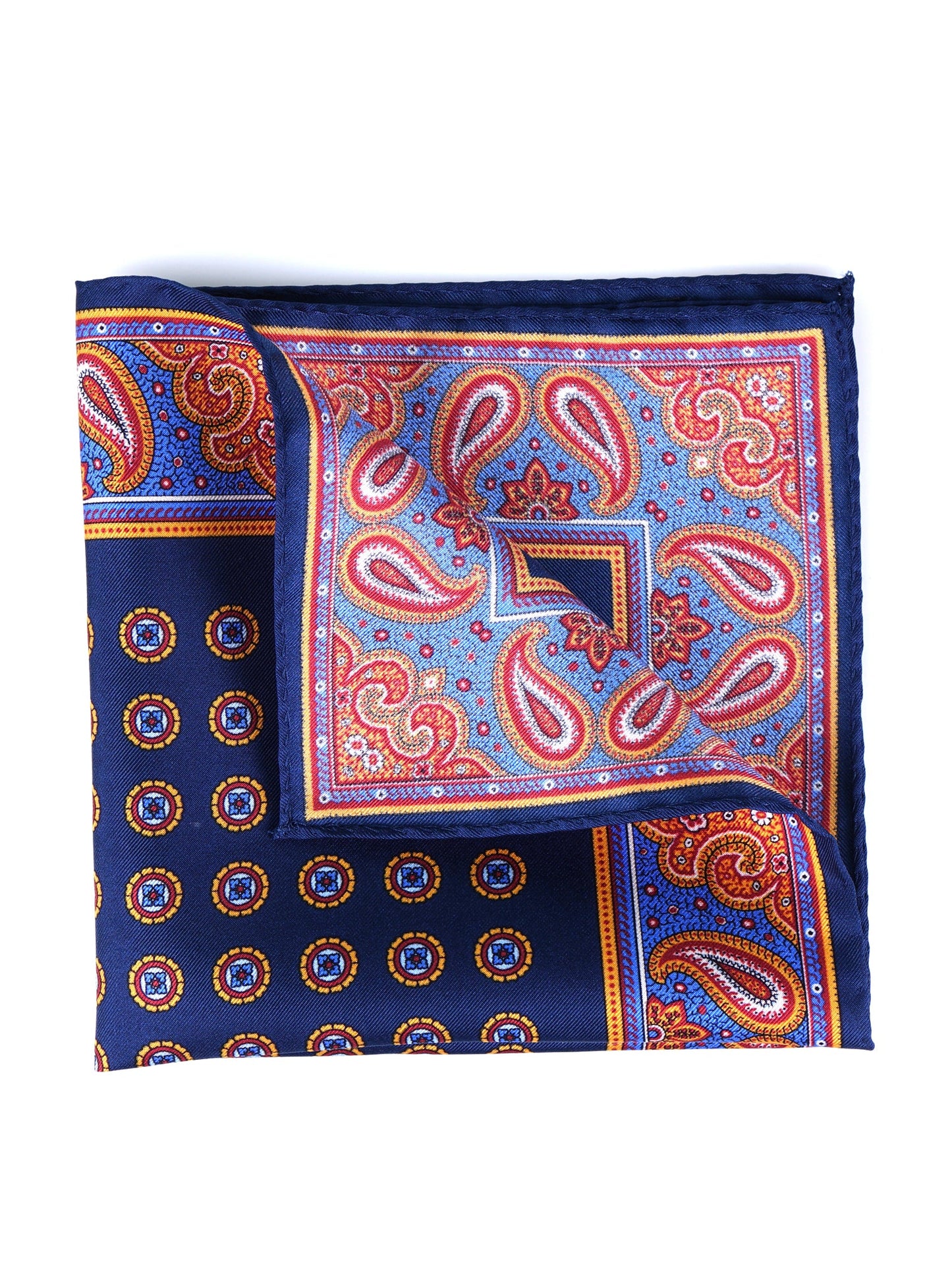 Blue Pocket Square in Pure Printed Silk MIMMO