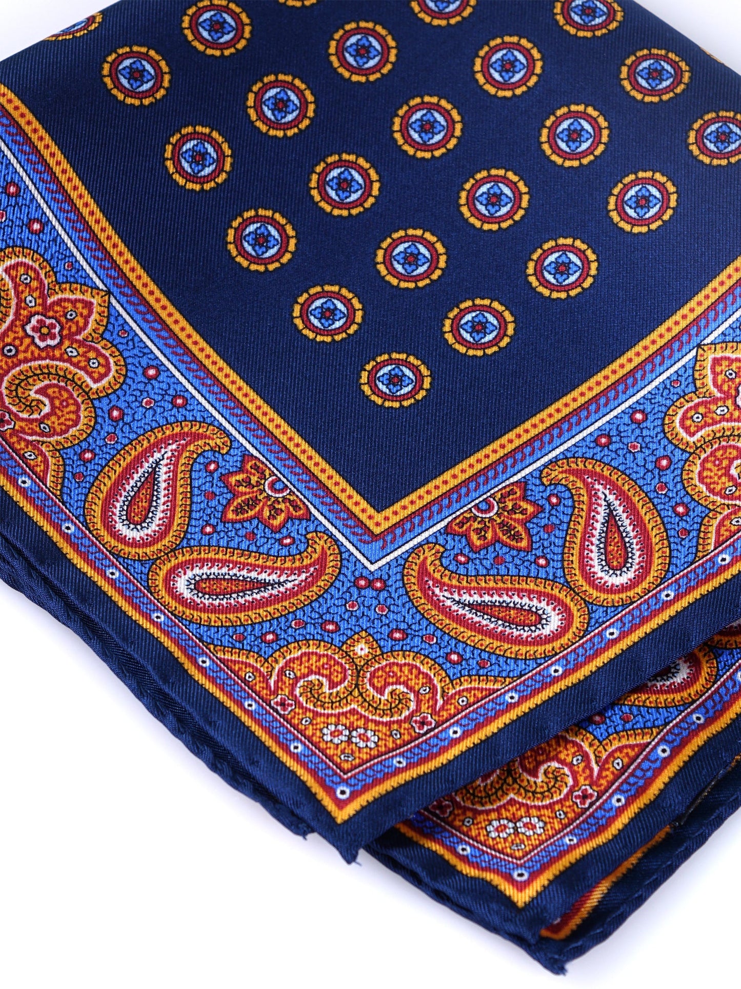 Blue Pocket Square in Pure Printed Silk MIMMO