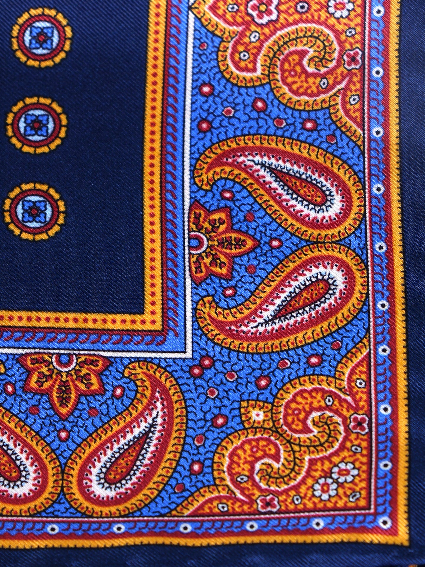Blue Pocket Square in Pure Printed Silk MIMMO