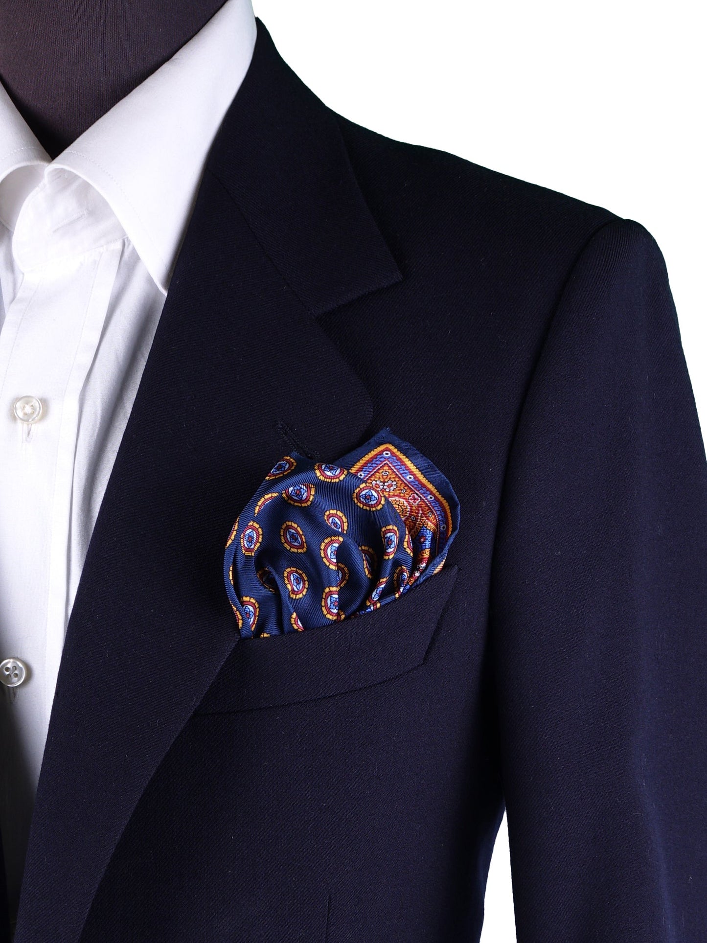 Blue Pocket Square in Pure Printed Silk MIMMO