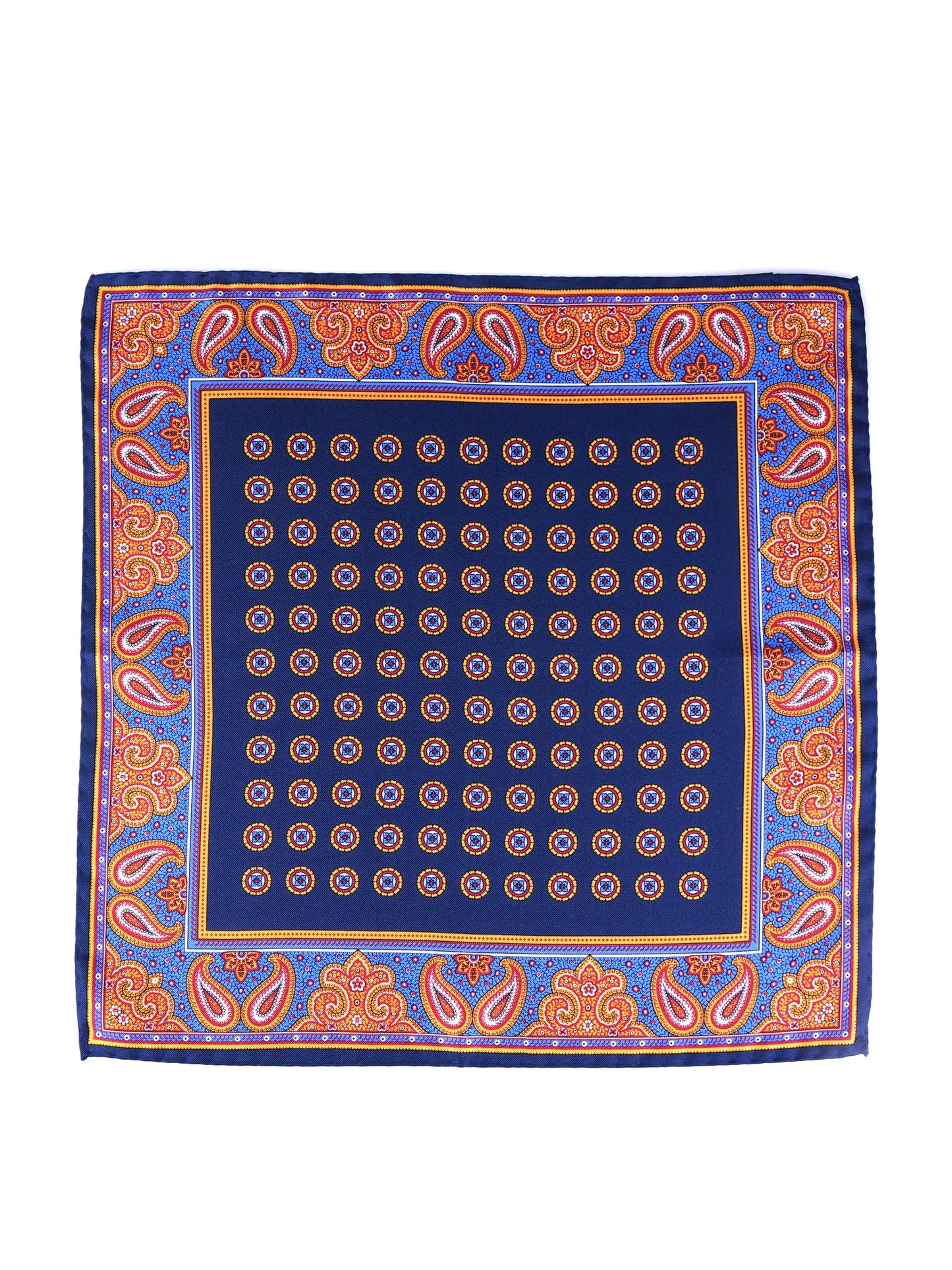 Blue Pocket Square in Pure Printed Silk MIMMO