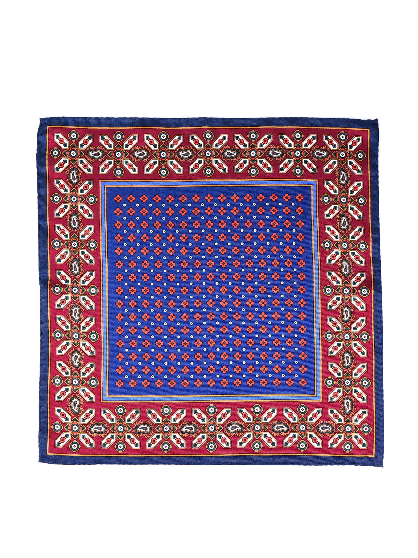 Blue Pocket Square in Pure Printed Silk ROSARIO