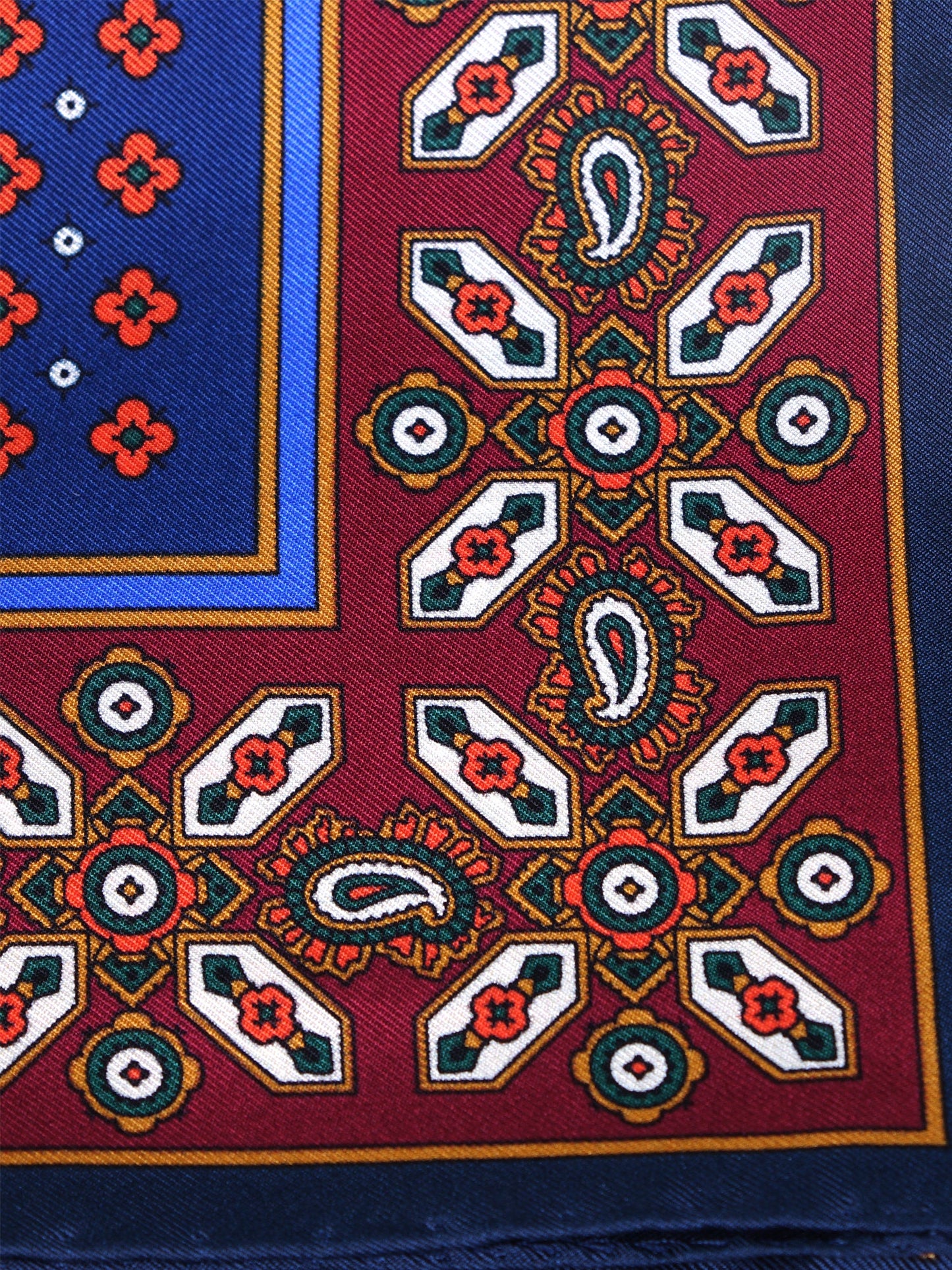 Blue Pocket Square in Pure Printed Silk ROSARIO