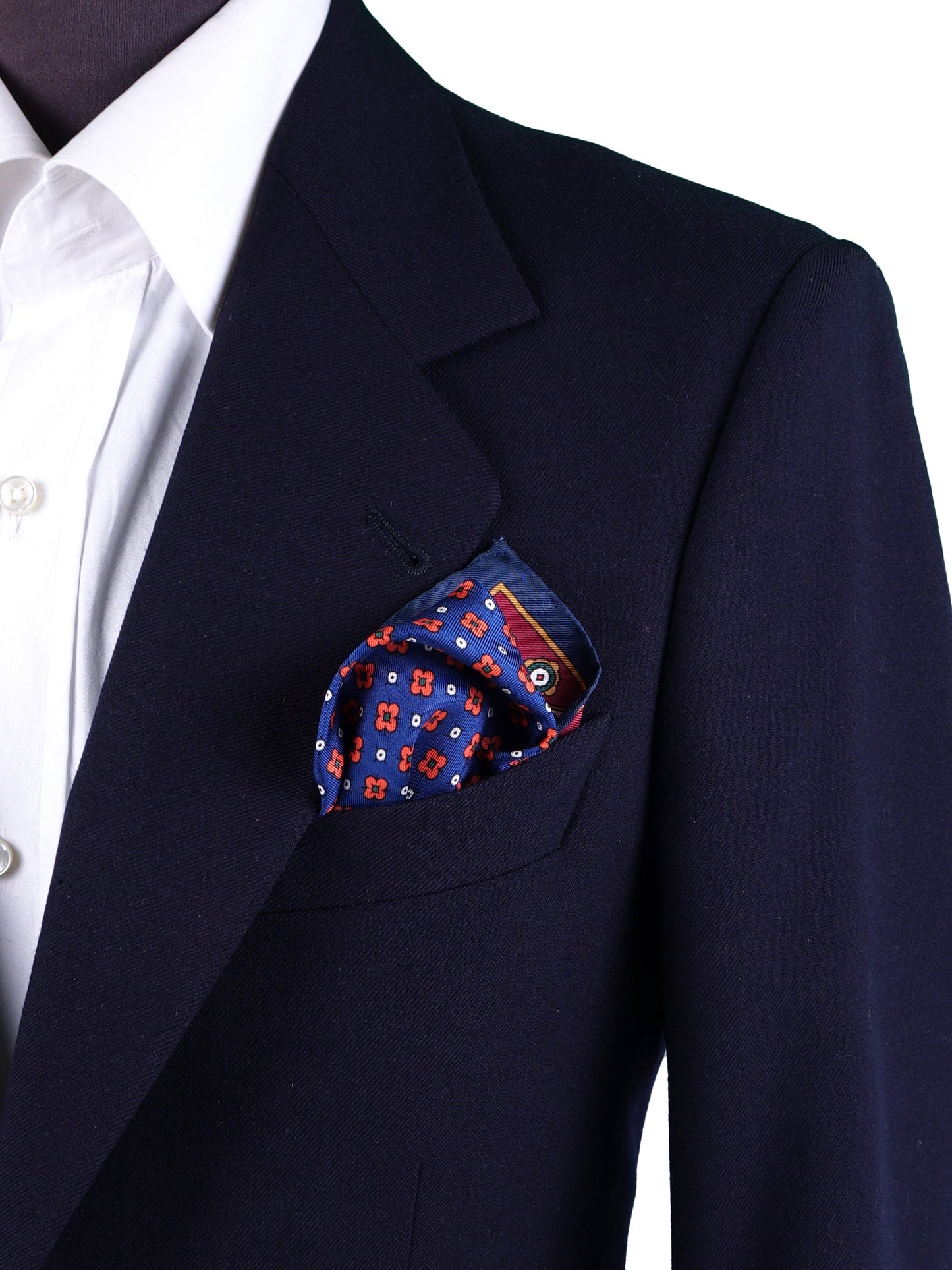 Blue Pocket Square in Pure Printed Silk ROSARIO