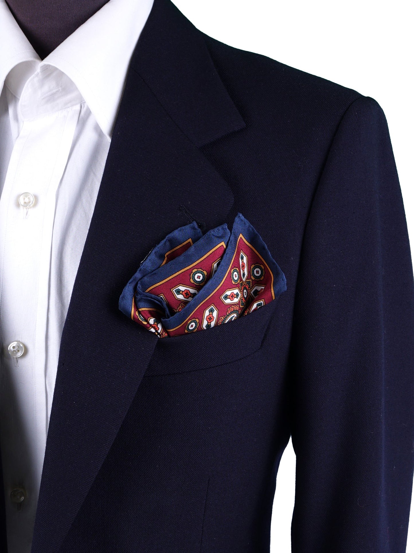 Blue Pocket Square in Pure Printed Silk ROSARIO
