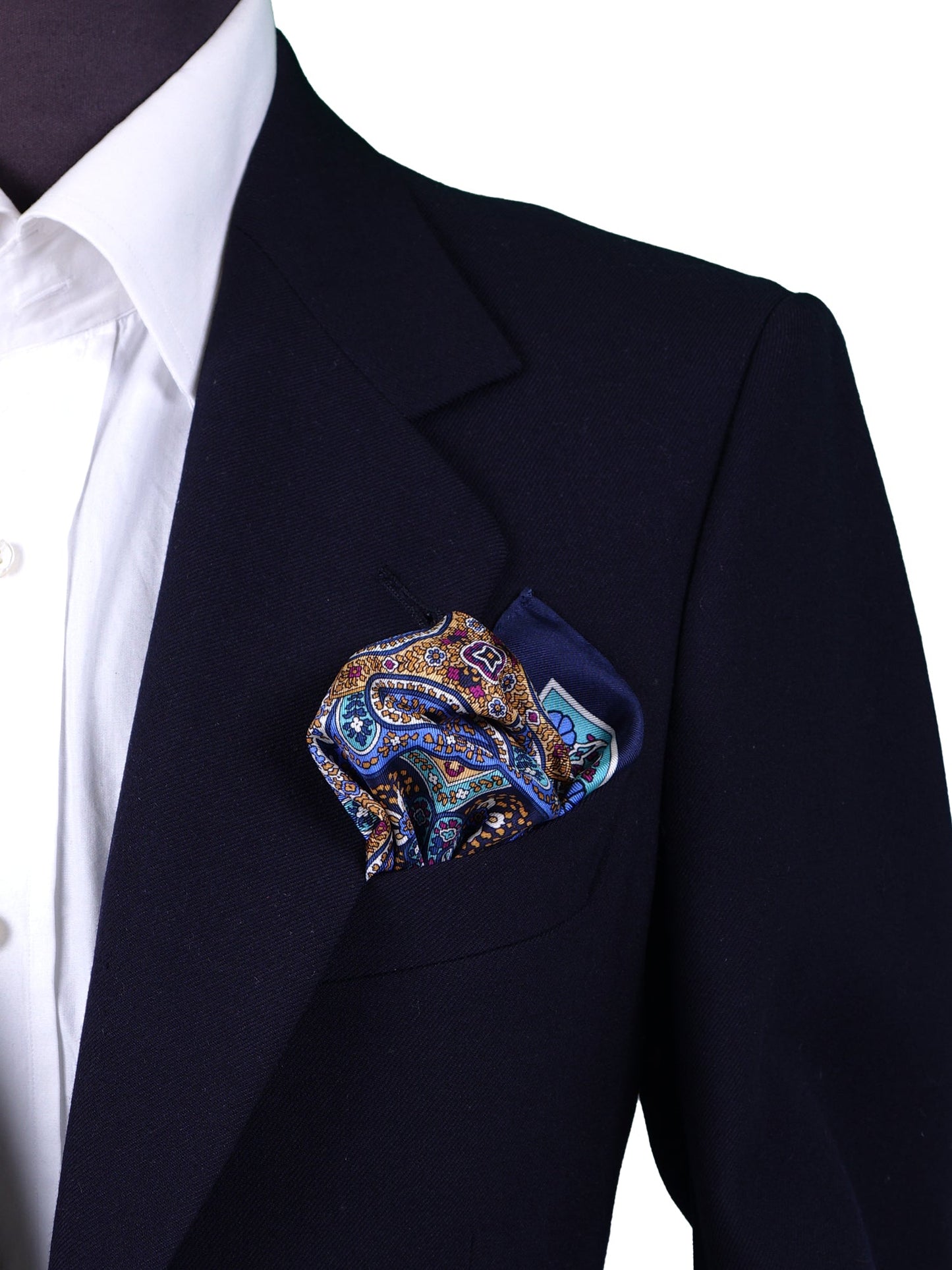 Blue Pocket Square in Pure Printed Silk MADIKA