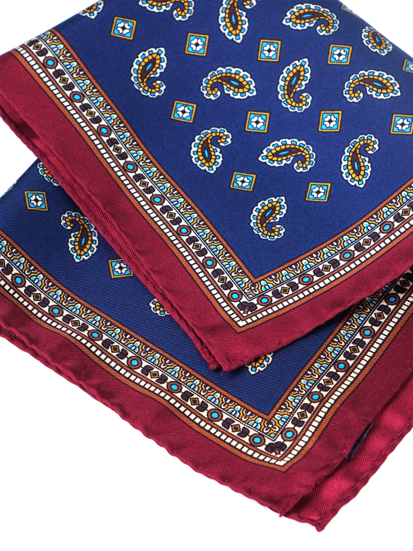 Blue Pocket Square in Pure Printed Silk MILAGO