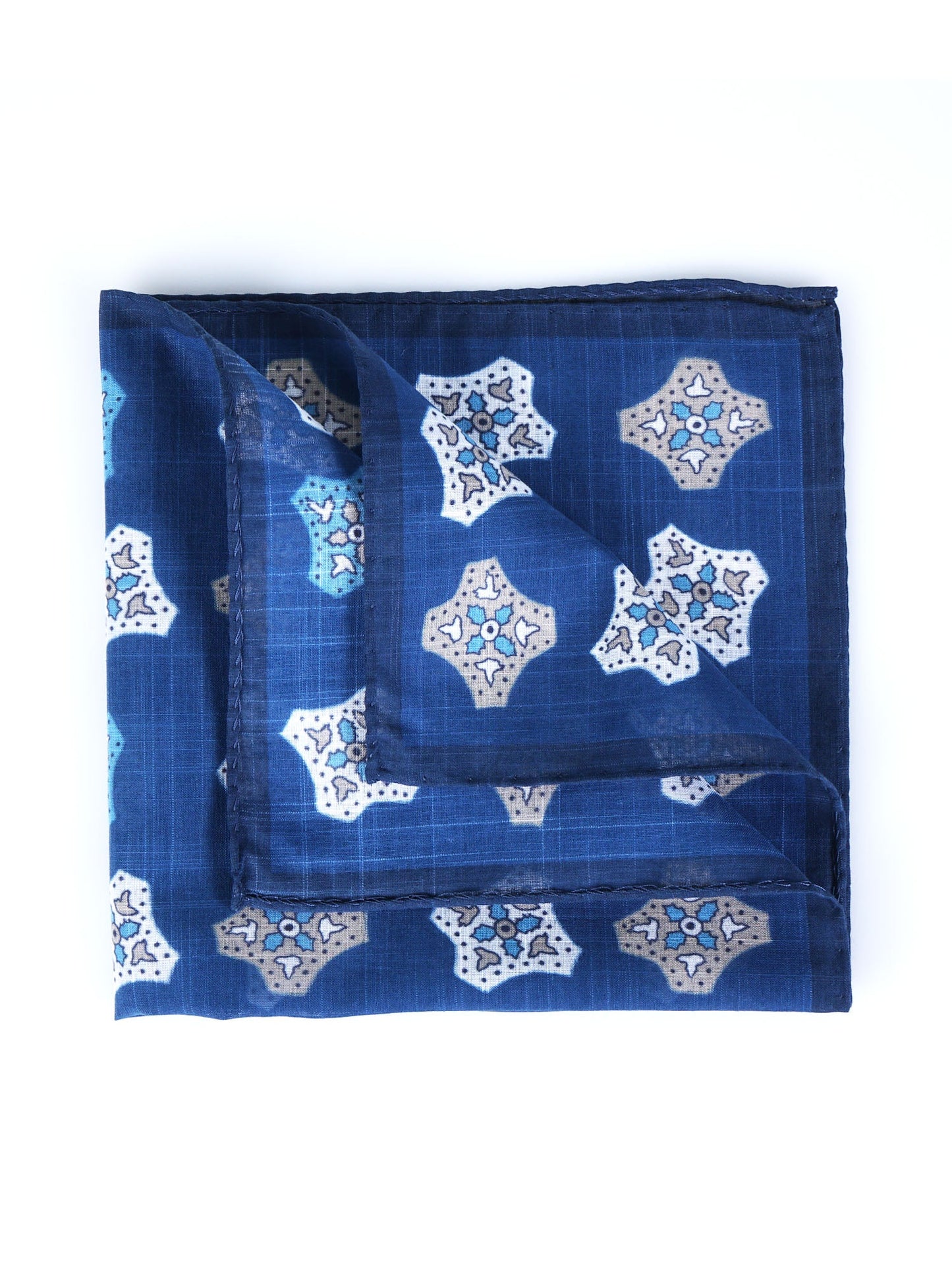 Blue Cotton Pocket Square GIANGY