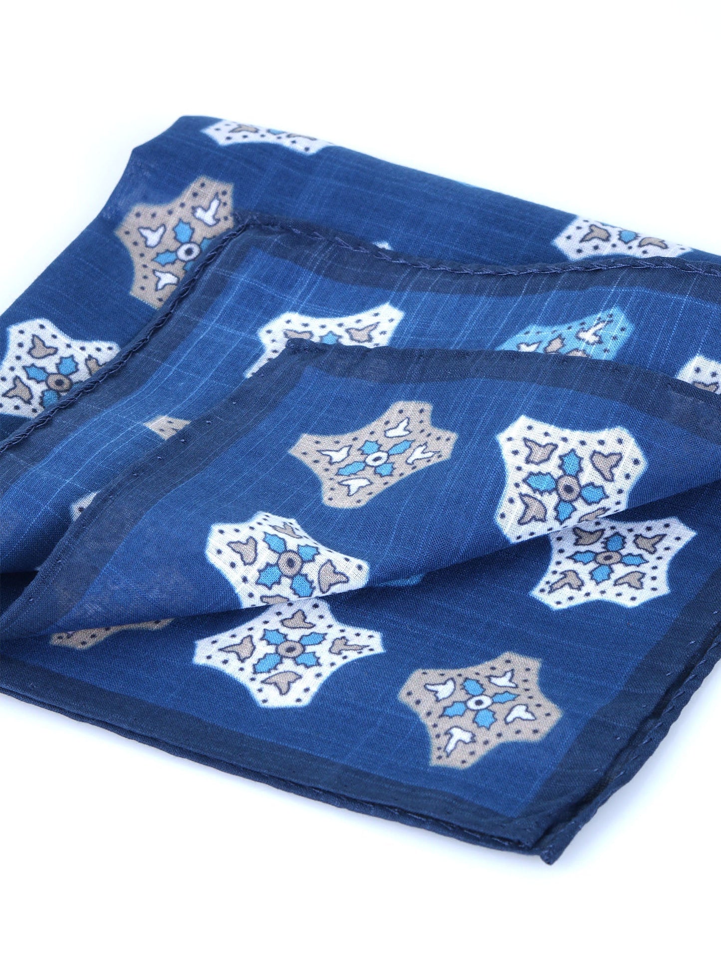 Blue Cotton Pocket Square GIANGY