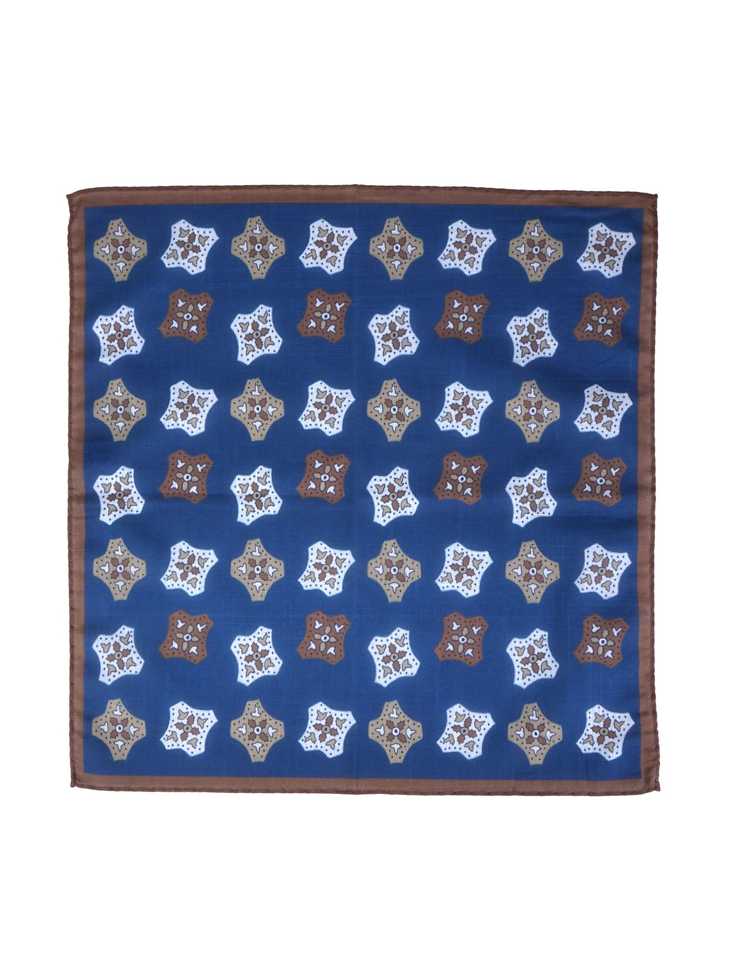 Blue/Brown Cotton Pocket Square GIANGY