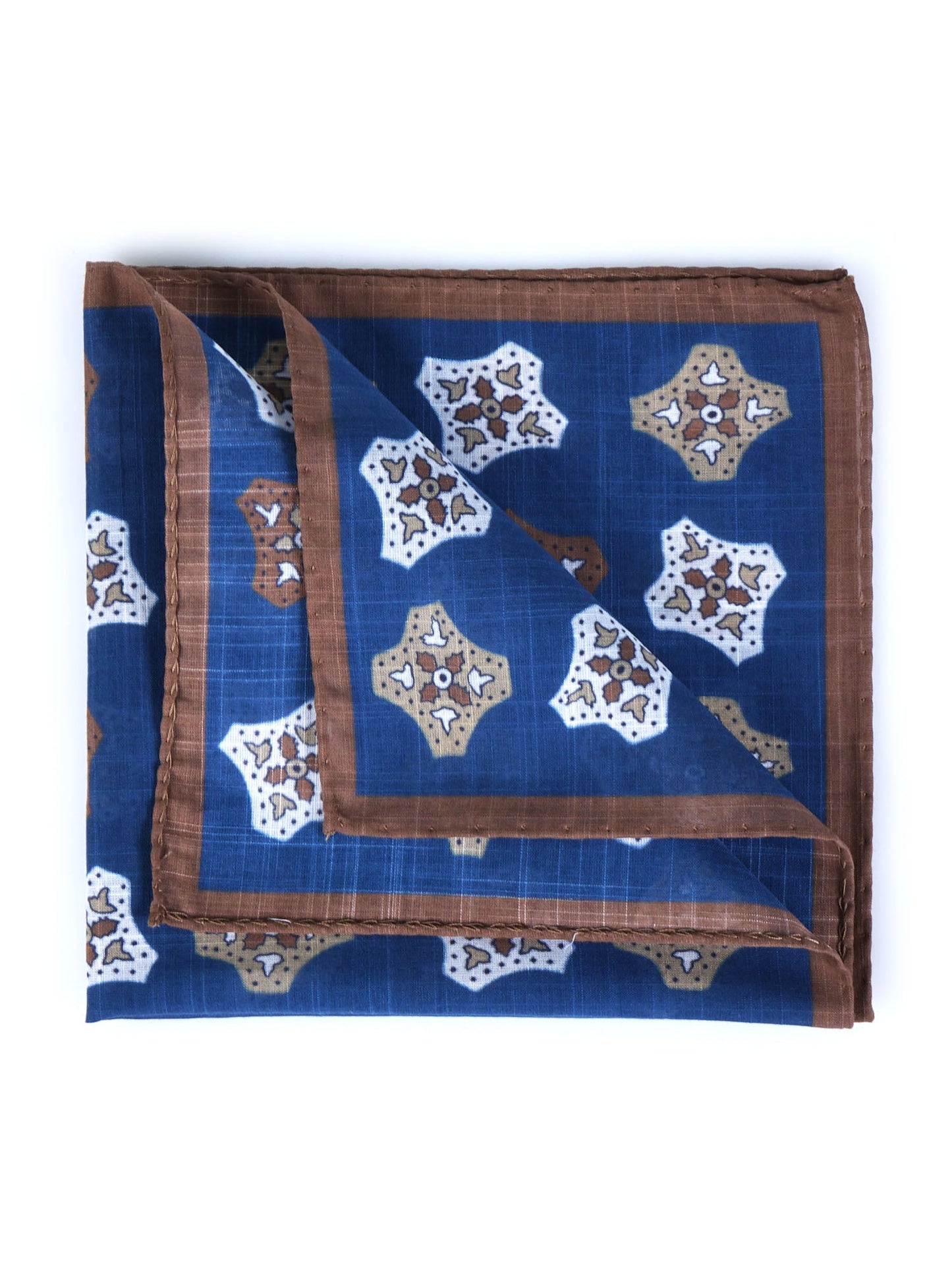 Blue/Brown Cotton Pocket Square GIANGY