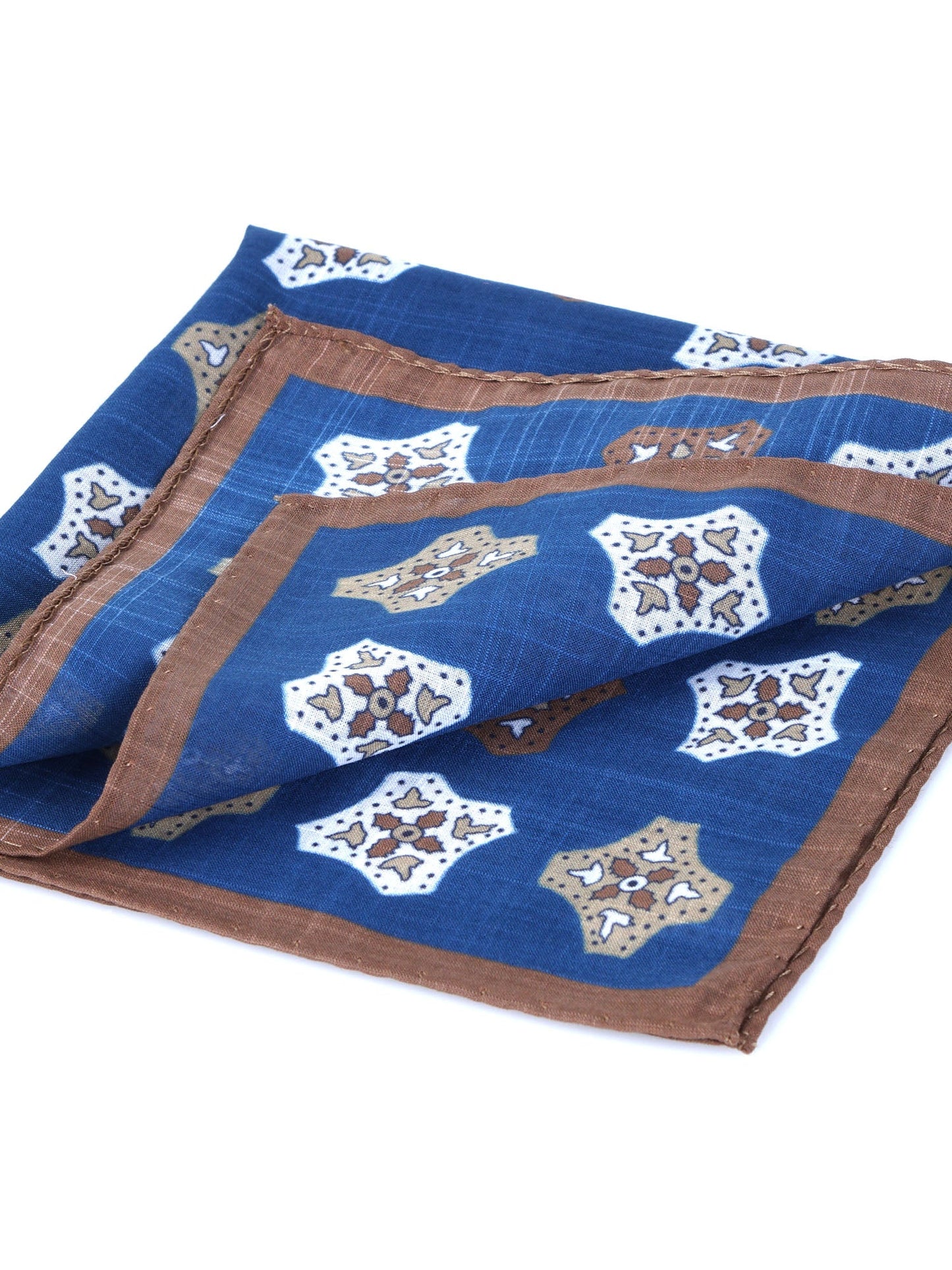 Blue/Brown Cotton Pocket Square GIANGY