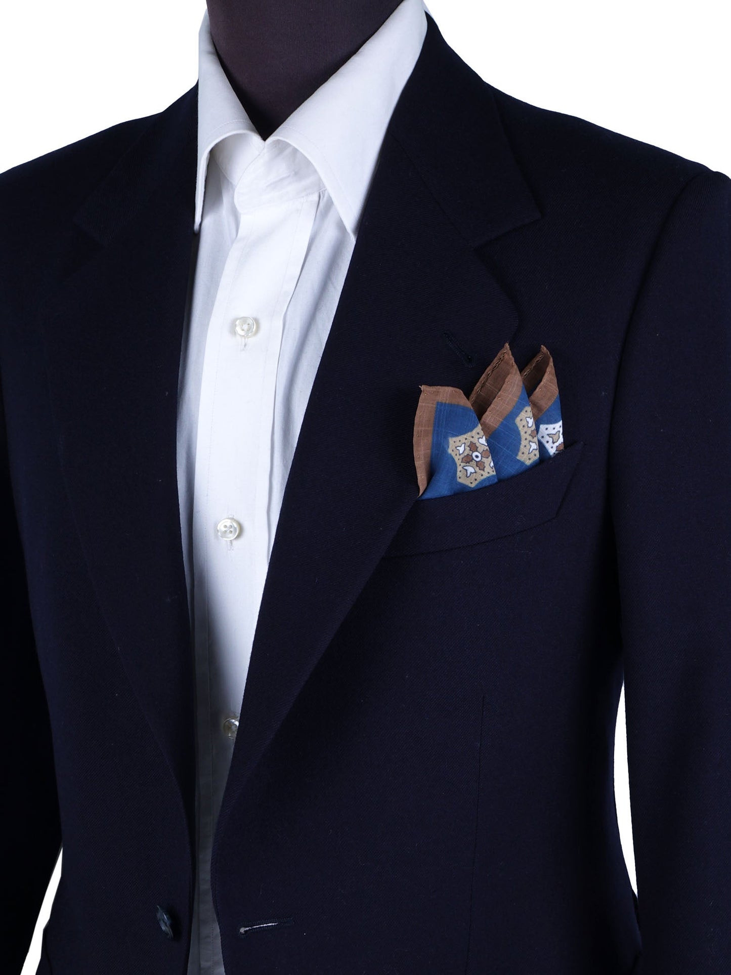 Blue/Brown Cotton Pocket Square GIANGY