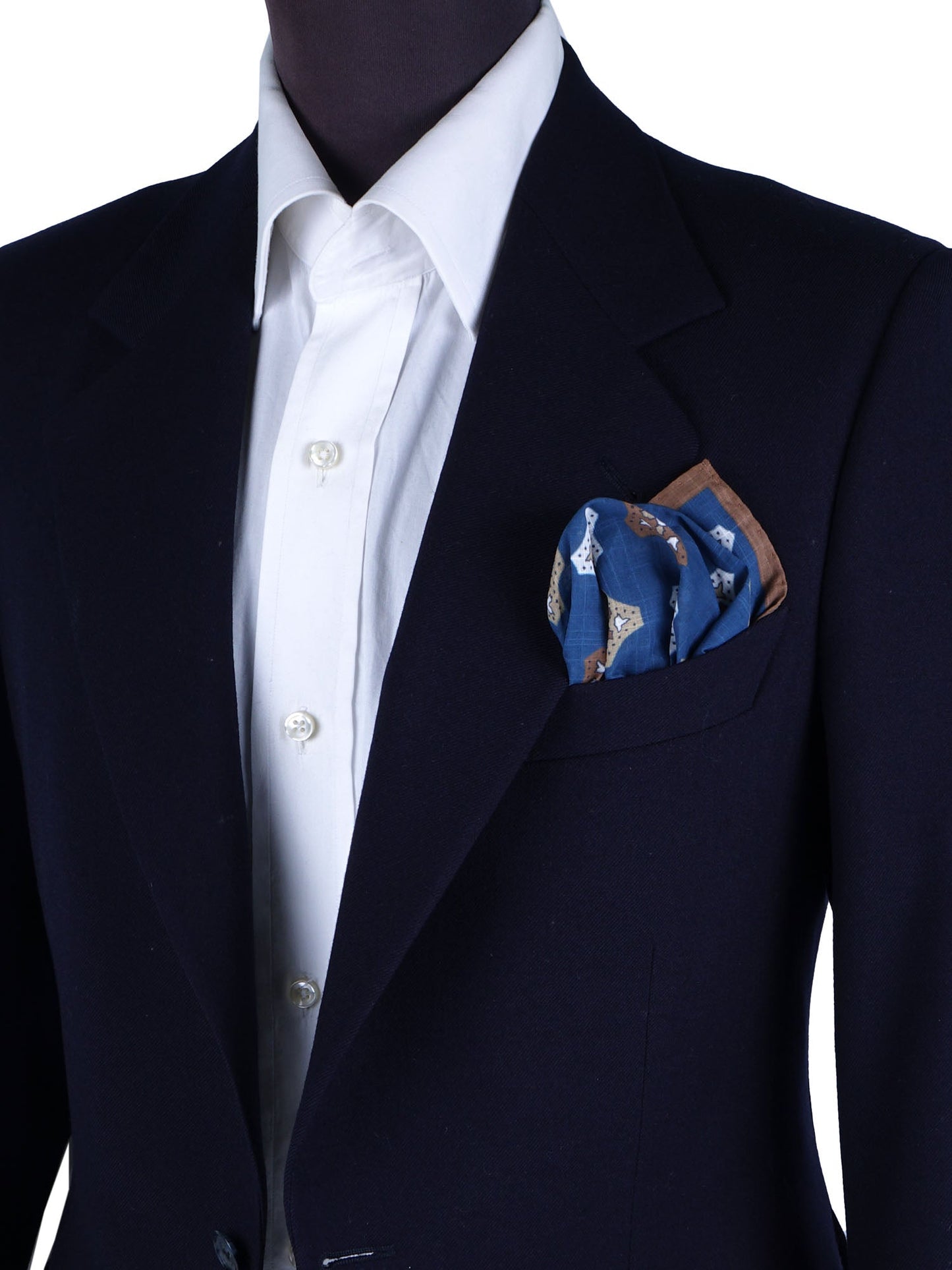 Blue/Brown Cotton Pocket Square GIANGY