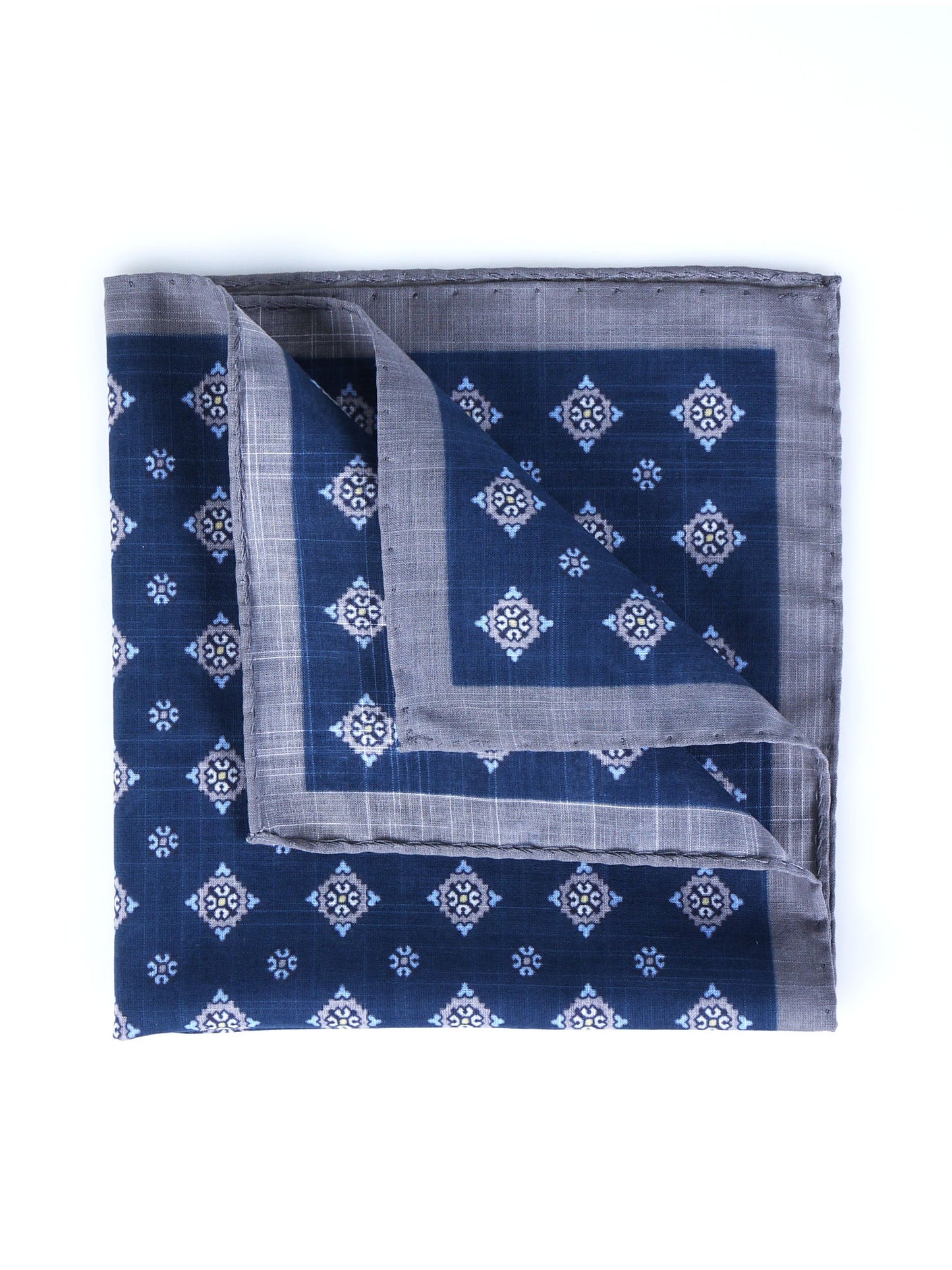 Blue/Gray Cotton Pocket Square KRISTY