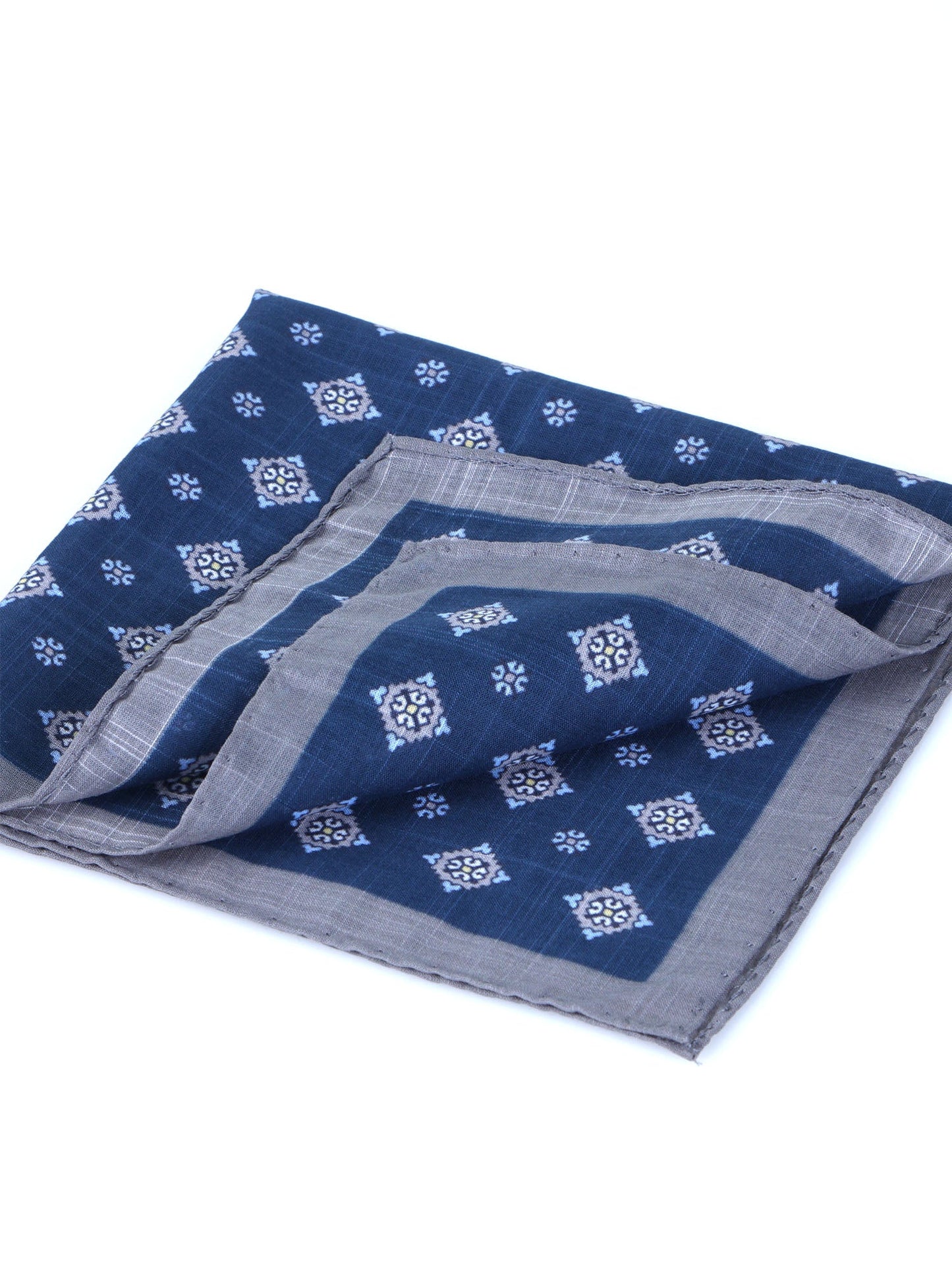 Blue/Gray Cotton Pocket Square KRISTY