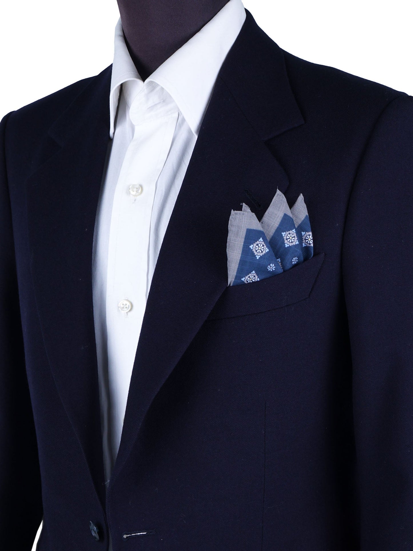 Blue/Gray Cotton Pocket Square KRISTY