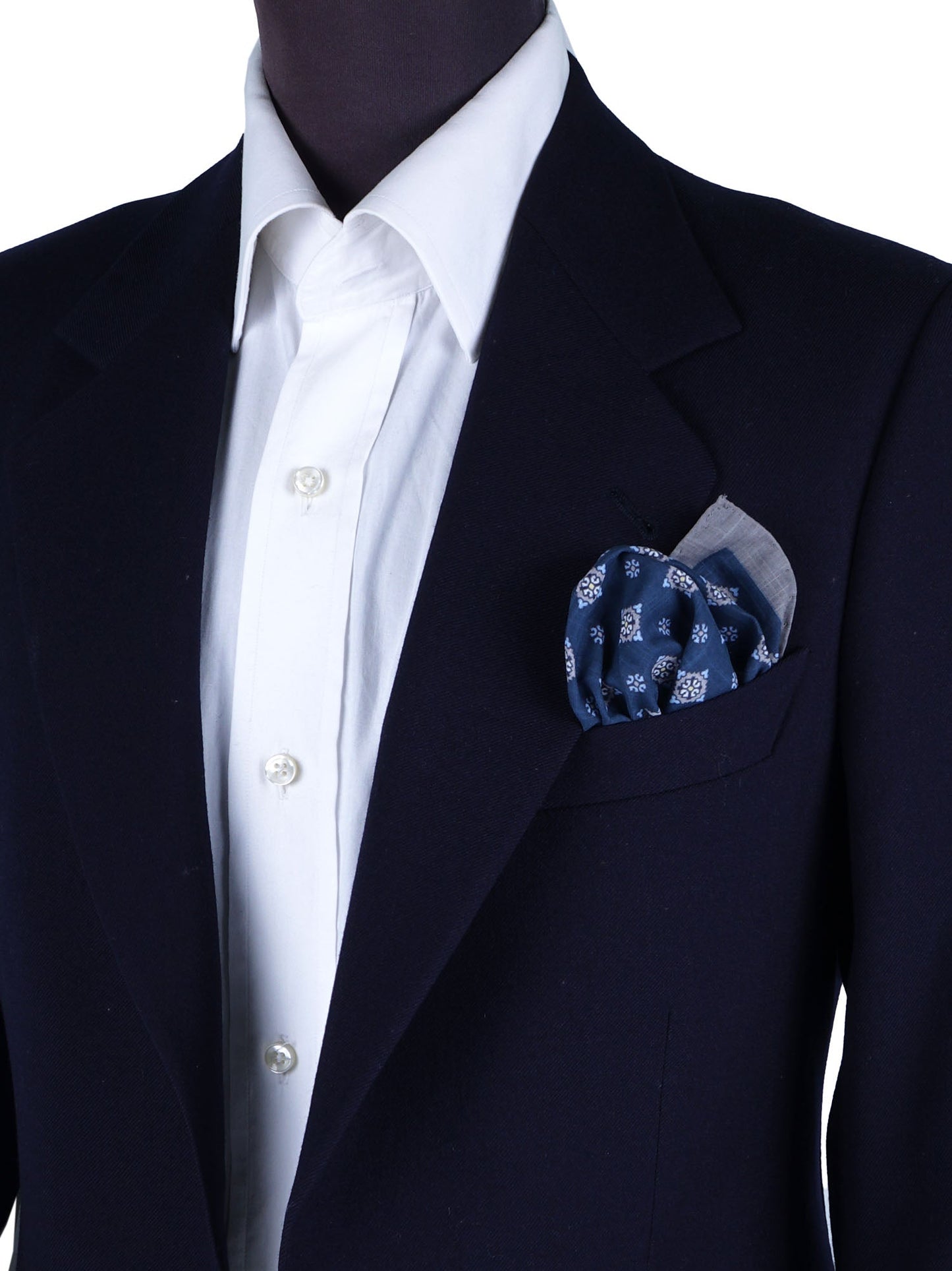 Blue/Gray Cotton Pocket Square KRISTY