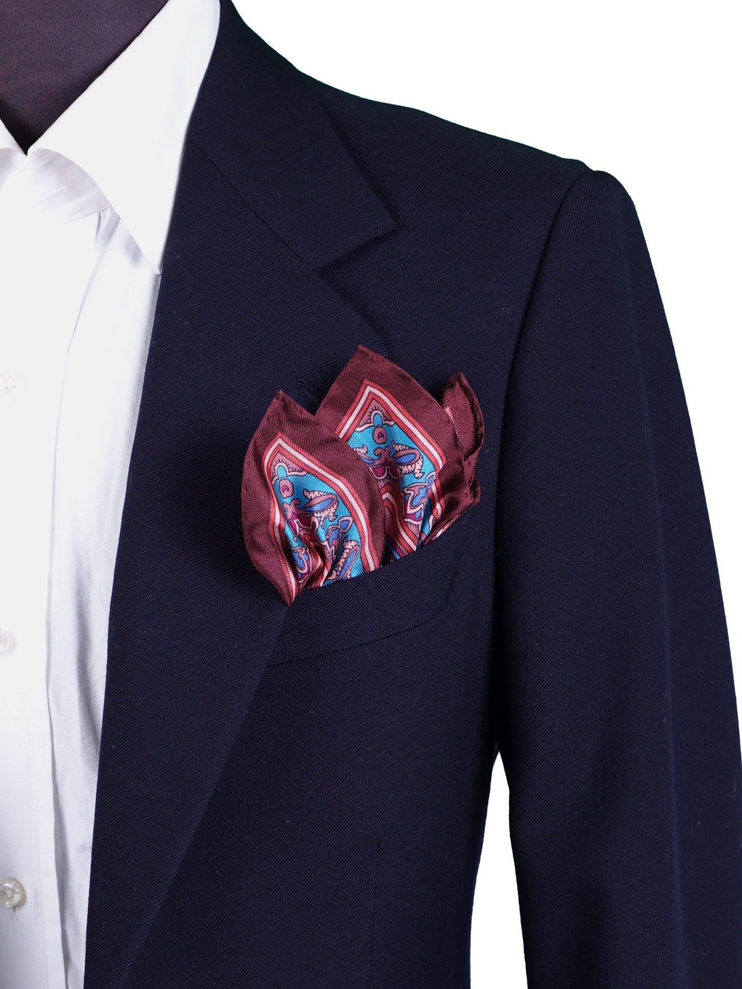 Brown Pocket Square in Pure Printed Silk SAMBA