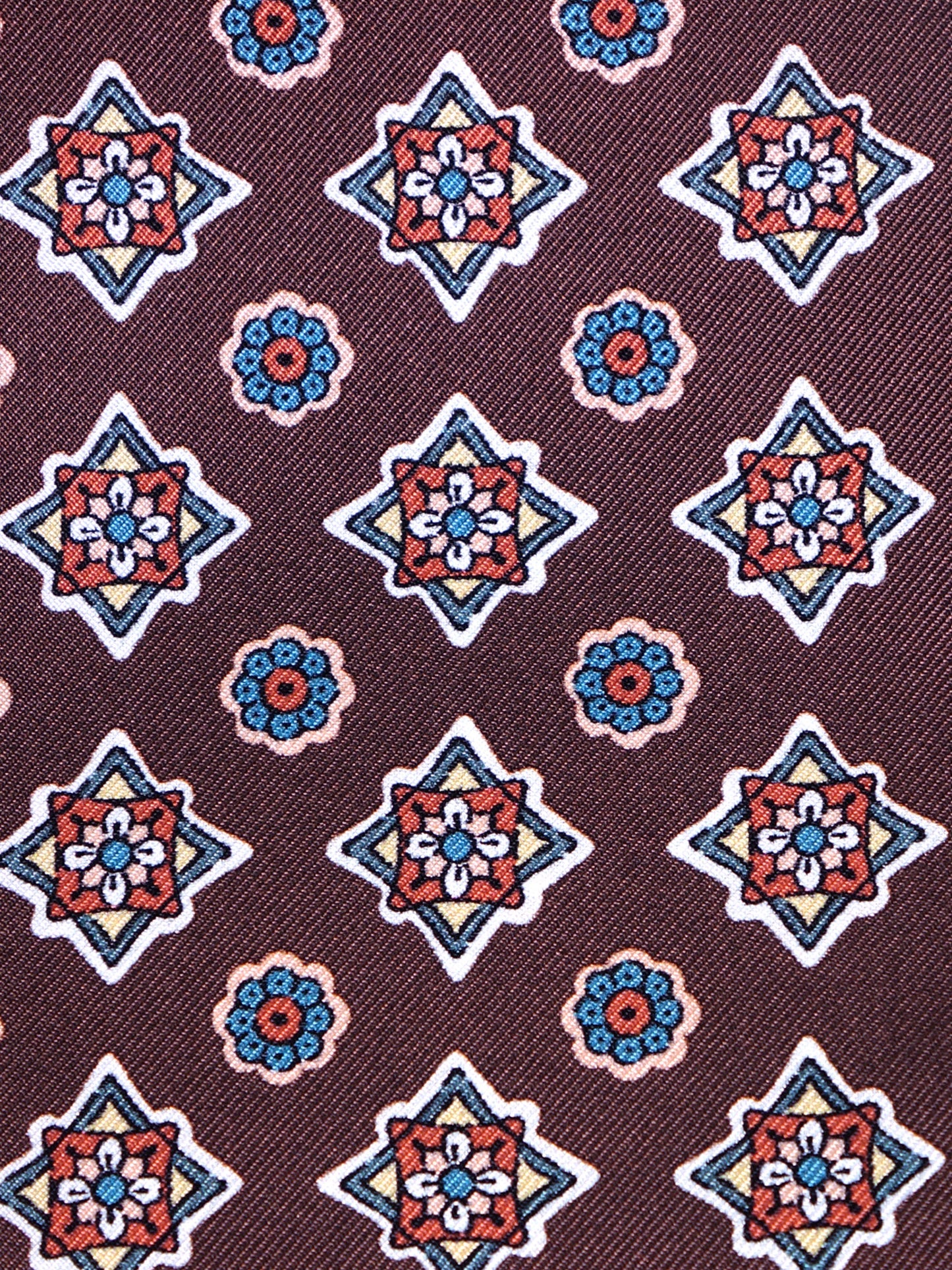 Brown Pocket Square in Pure Printed Silk HOFFMAN