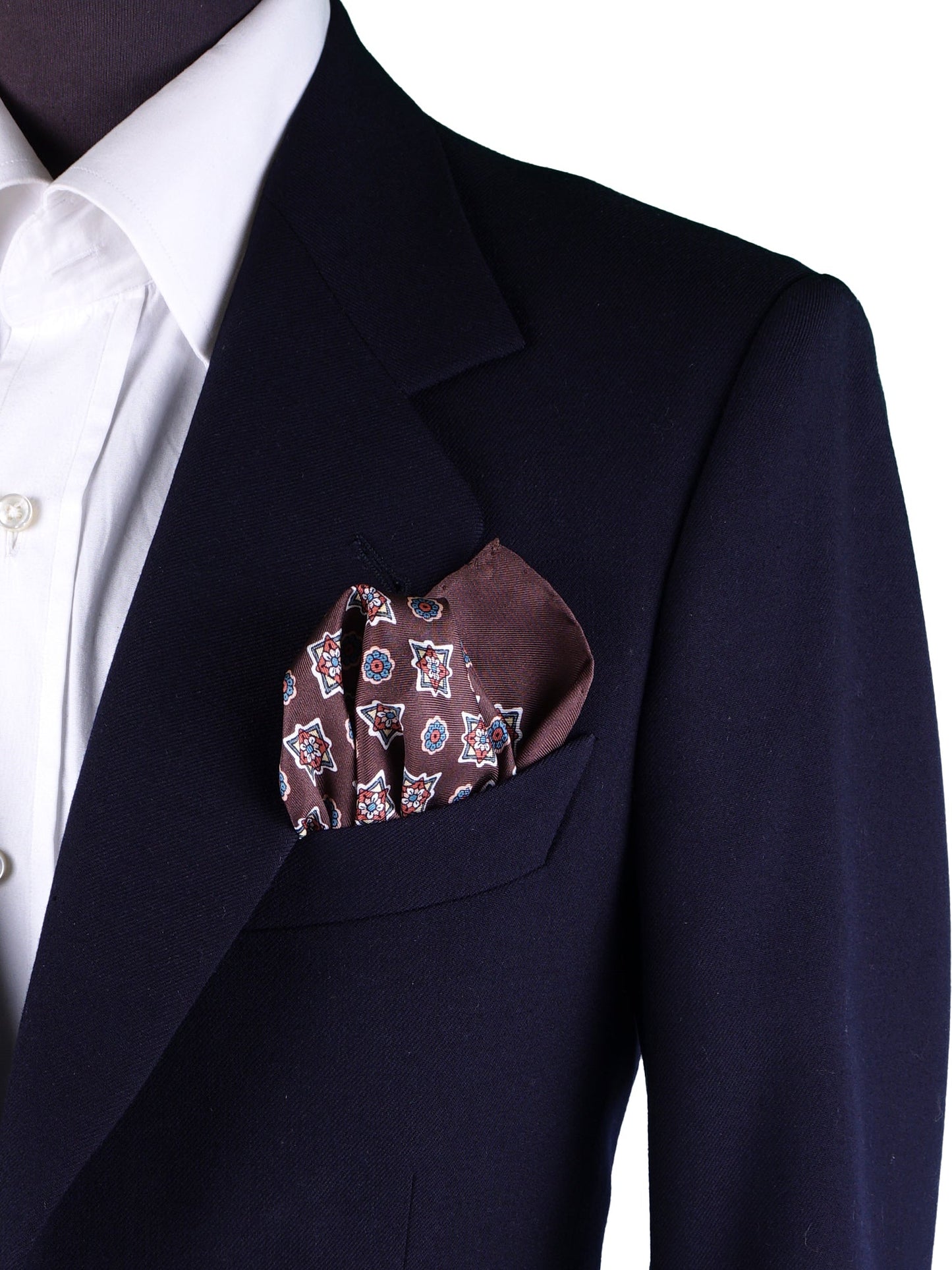Brown Pocket Square in Pure Printed Silk HOFFMAN