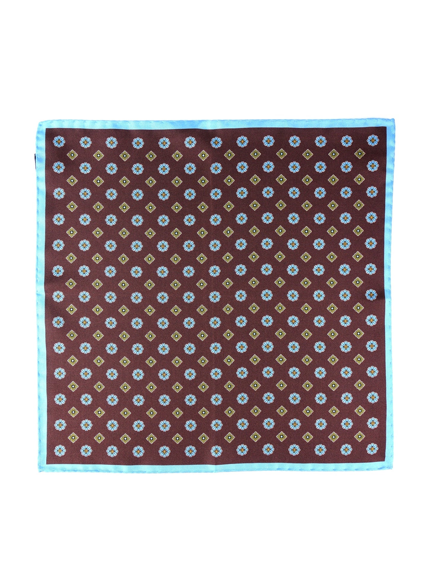 Brown Pocket Square in Pure Printed Silk KARMA
