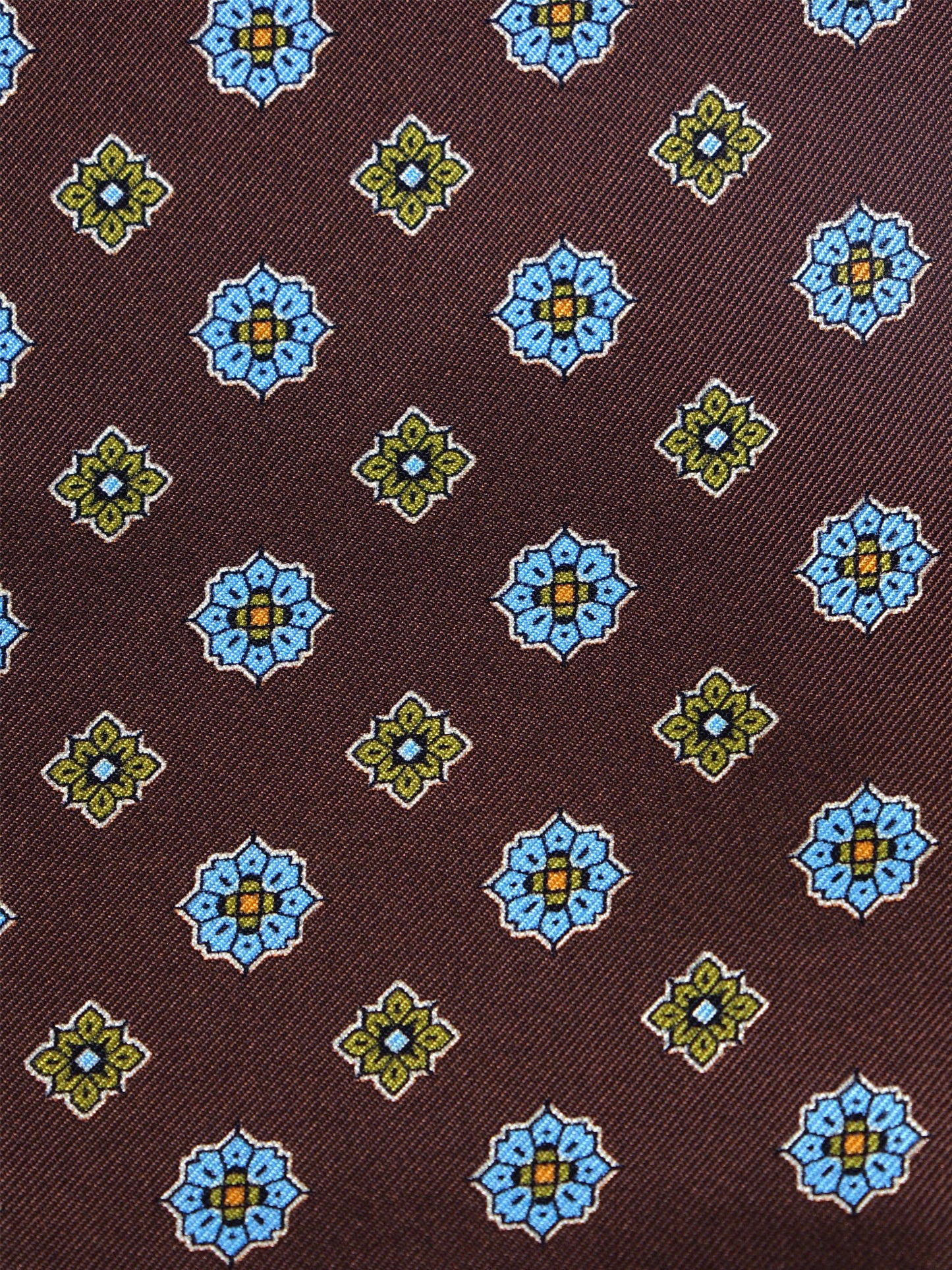 Brown Pocket Square in Pure Printed Silk KARMA