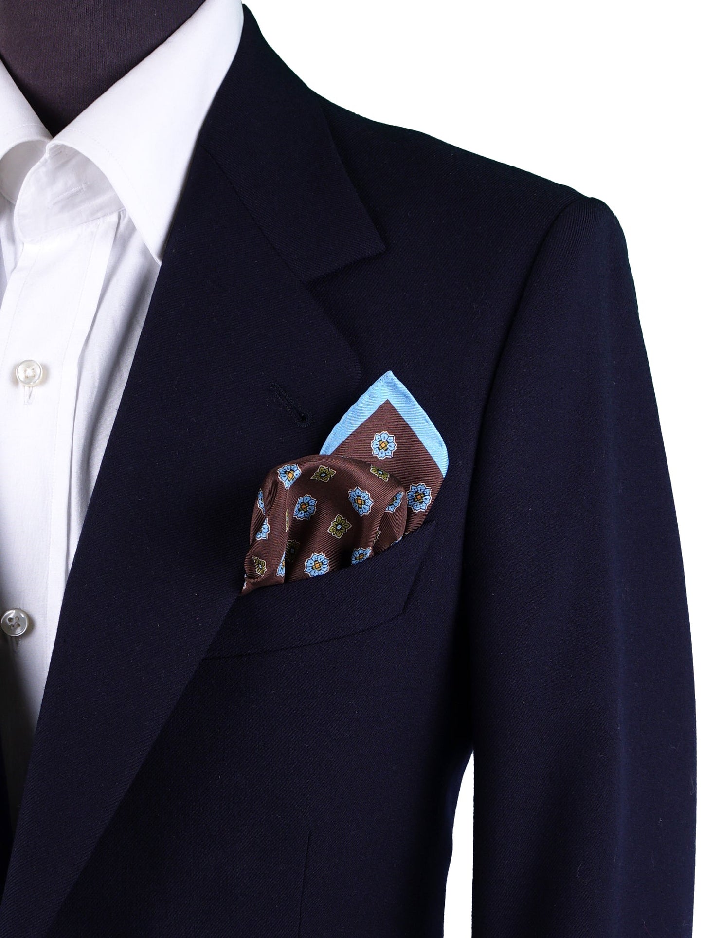 Brown Pocket Square in Pure Printed Silk KARMA