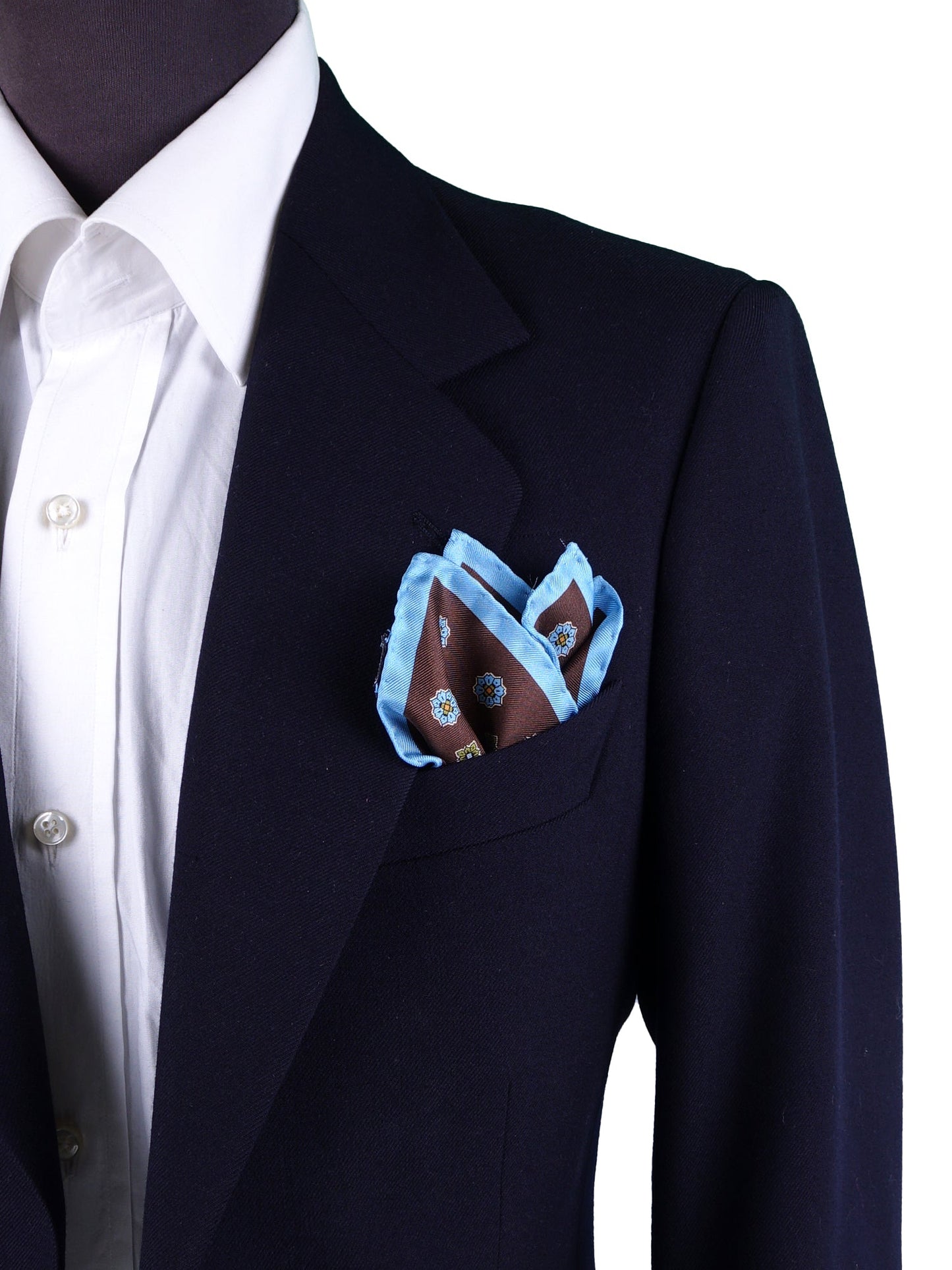 Brown Pocket Square in Pure Printed Silk KARMA
