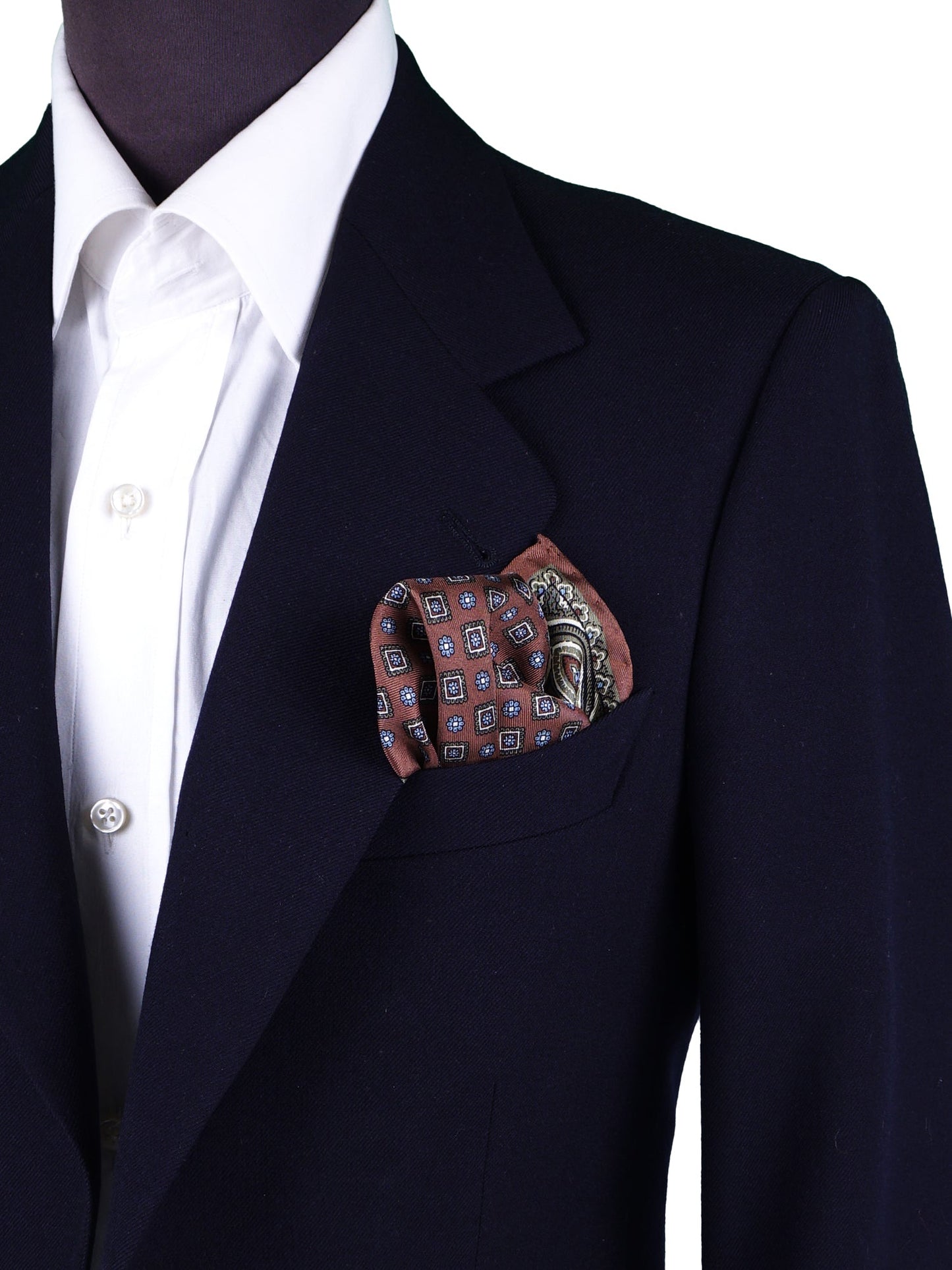 Brown Pocket Square in 100% Printed Silk GAVINO