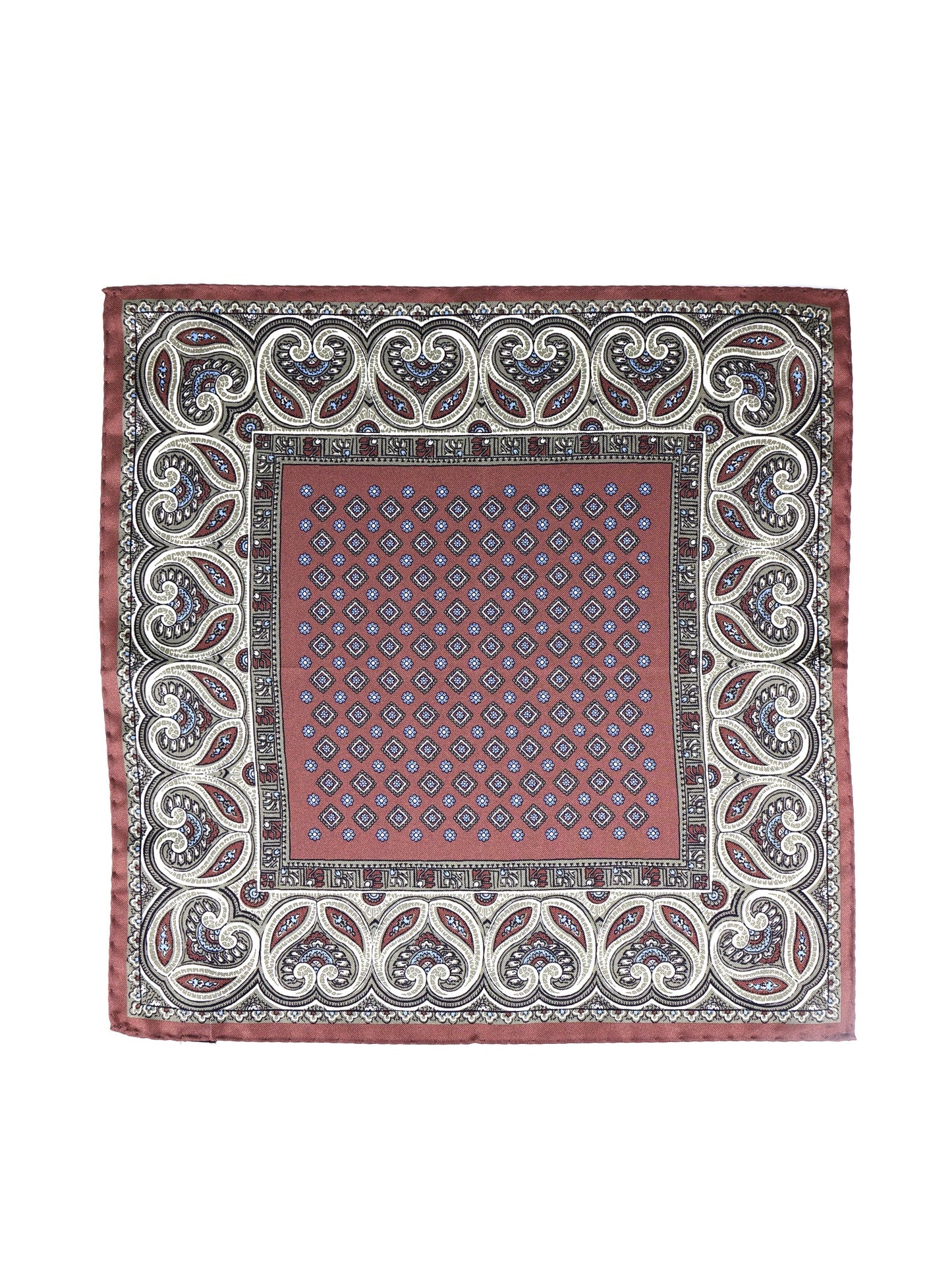 Brown Pocket Square in 100% Printed Silk GAVINO