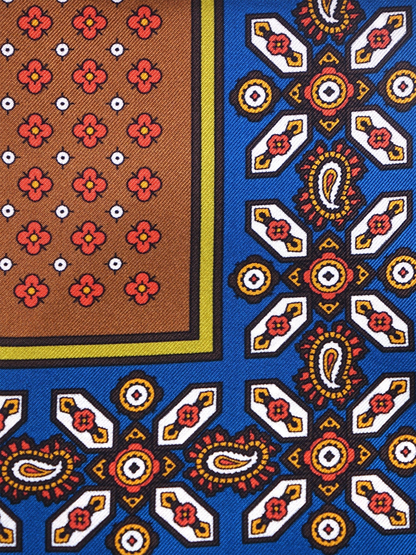 Brown Pocket Square in Pure Printed Silk ROSARIO