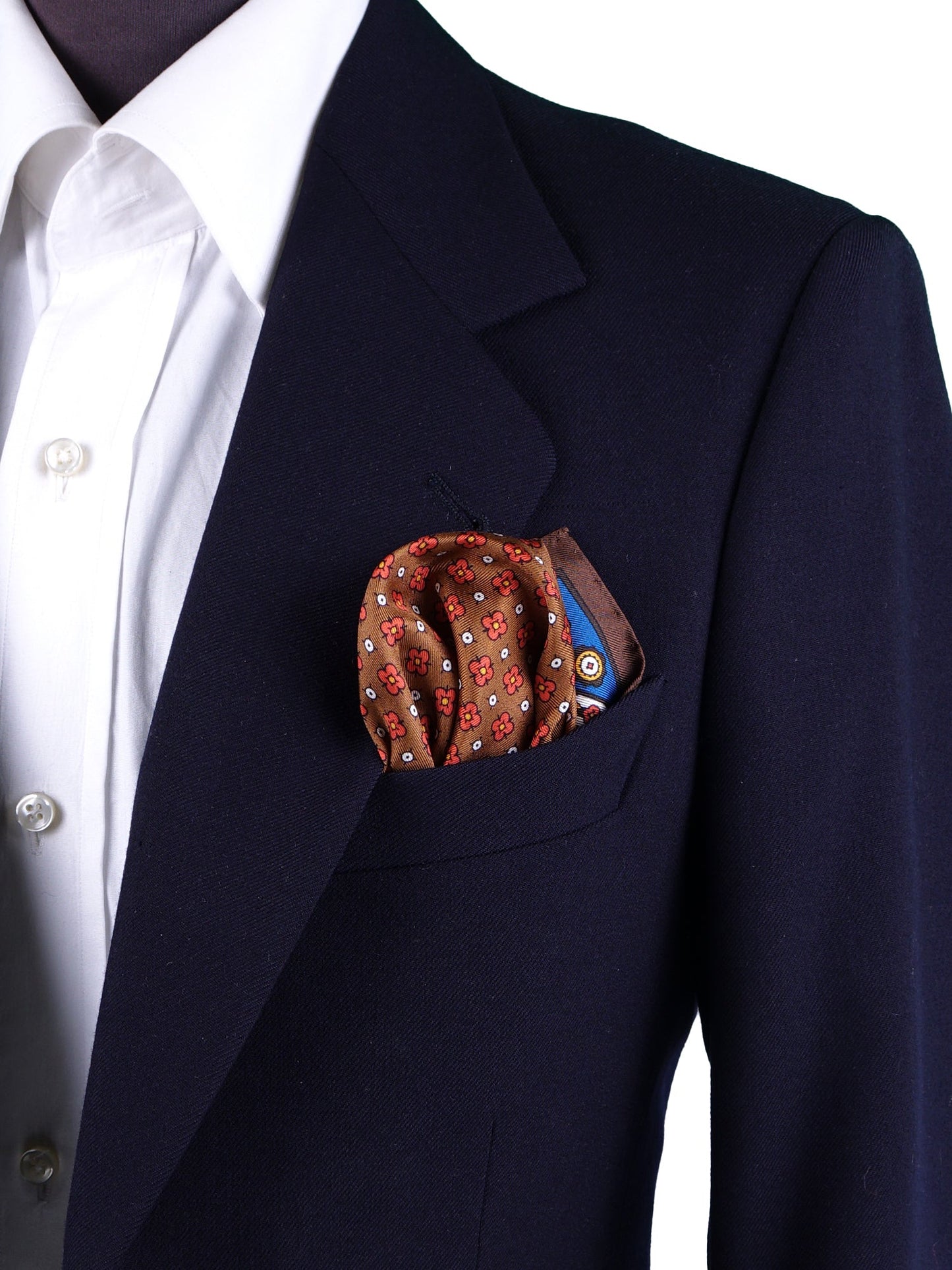 Brown Pocket Square in Pure Printed Silk ROSARIO