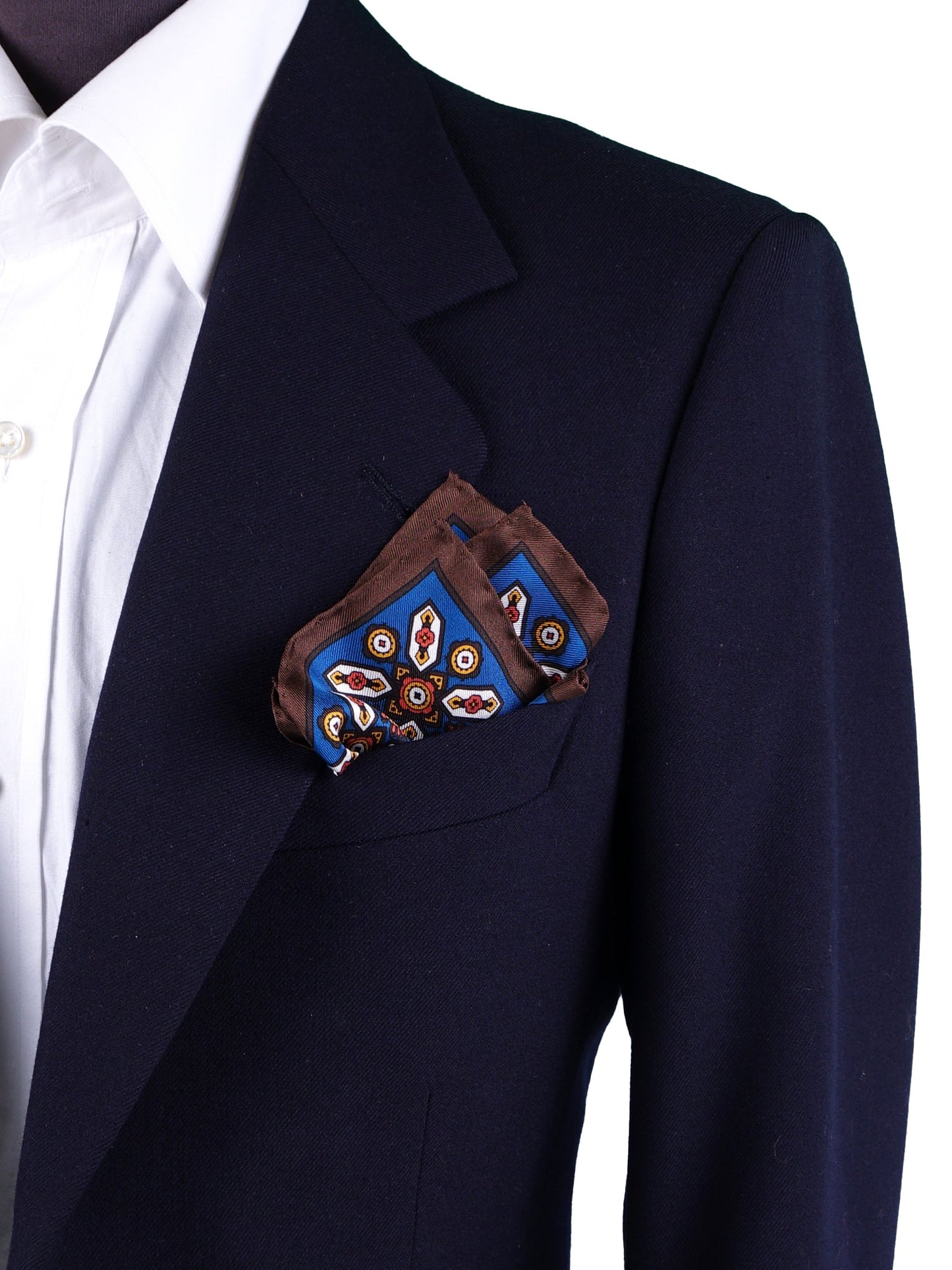 Brown Pocket Square in Pure Printed Silk ROSARIO