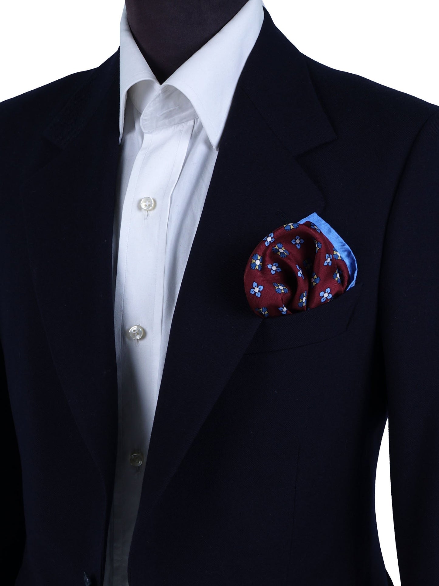 Bordeaux silk printed pocket square ENEA