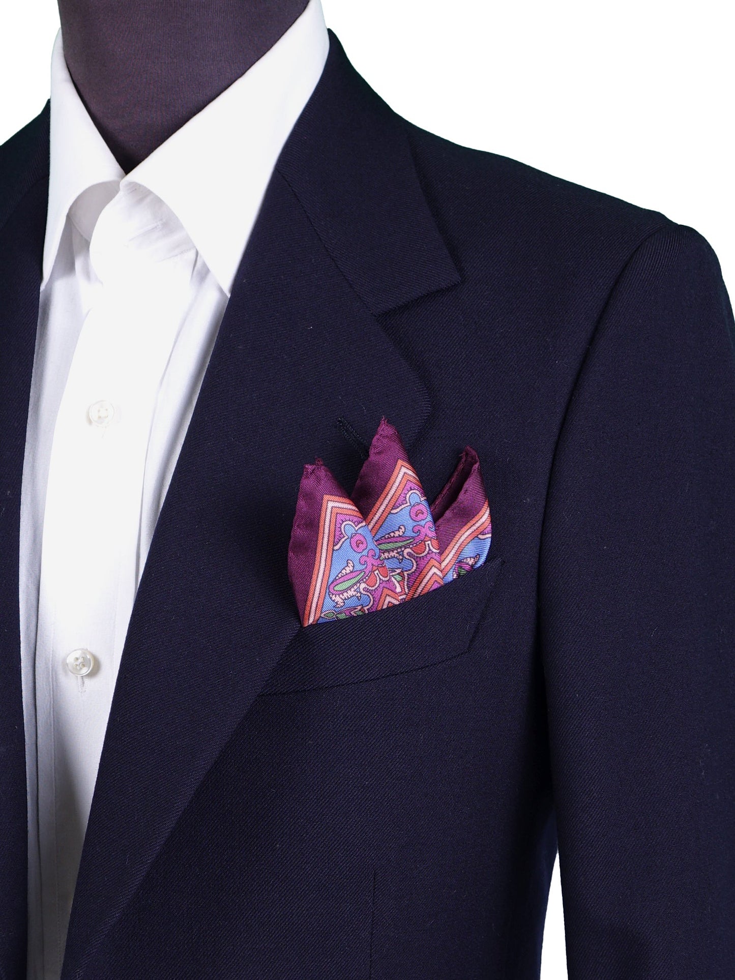 Bordeaux Pocket Square in Pure Printed Silk - SAMBA
