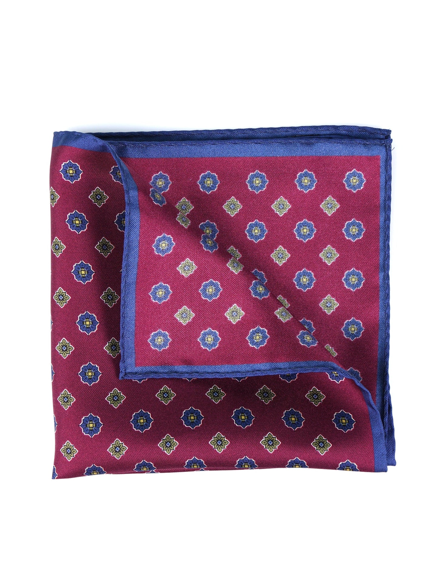 Bordeaux Pocket Square in Pure Printed Silk KARMA