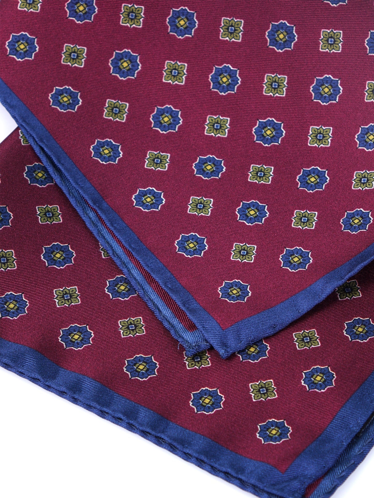 Bordeaux Pocket Square in Pure Printed Silk KARMA