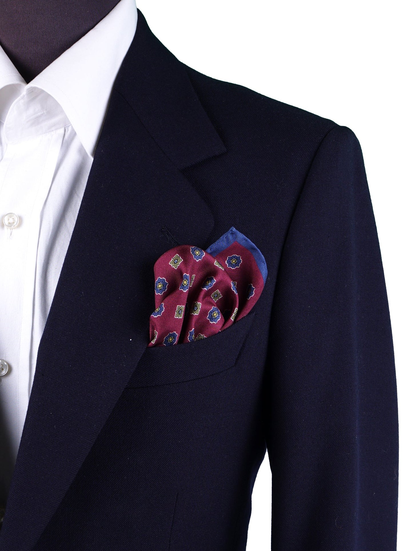 Bordeaux Pocket Square in Pure Printed Silk KARMA