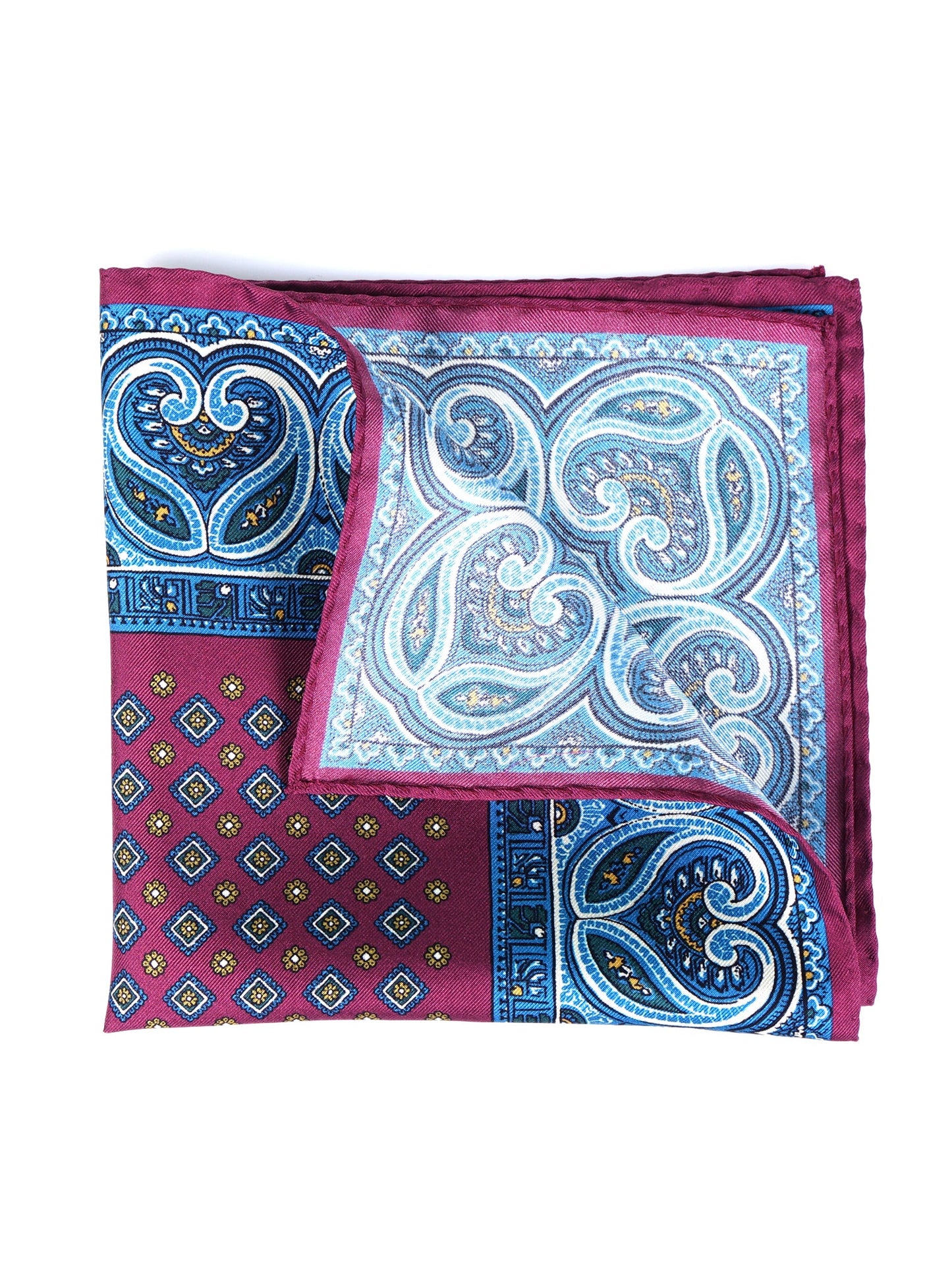 Bordeaux Printed Silk Pocket Square GAVINO
