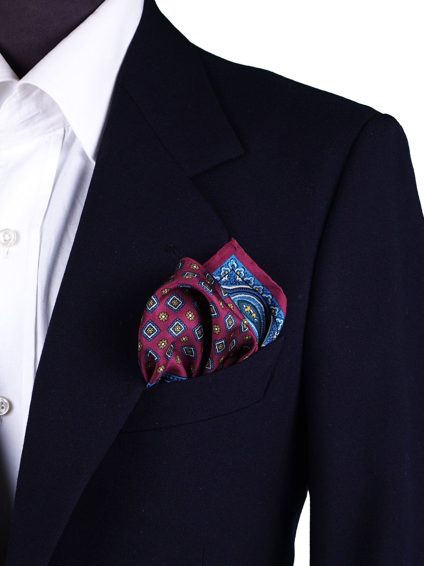 Bordeaux Printed Silk Pocket Square GAVINO